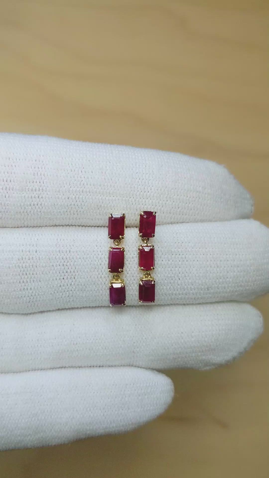 2.13&nbsp;Ct.Tw.Total Carat Weight Ruby Drops Earrings, 14K Yellow Gold Size Video