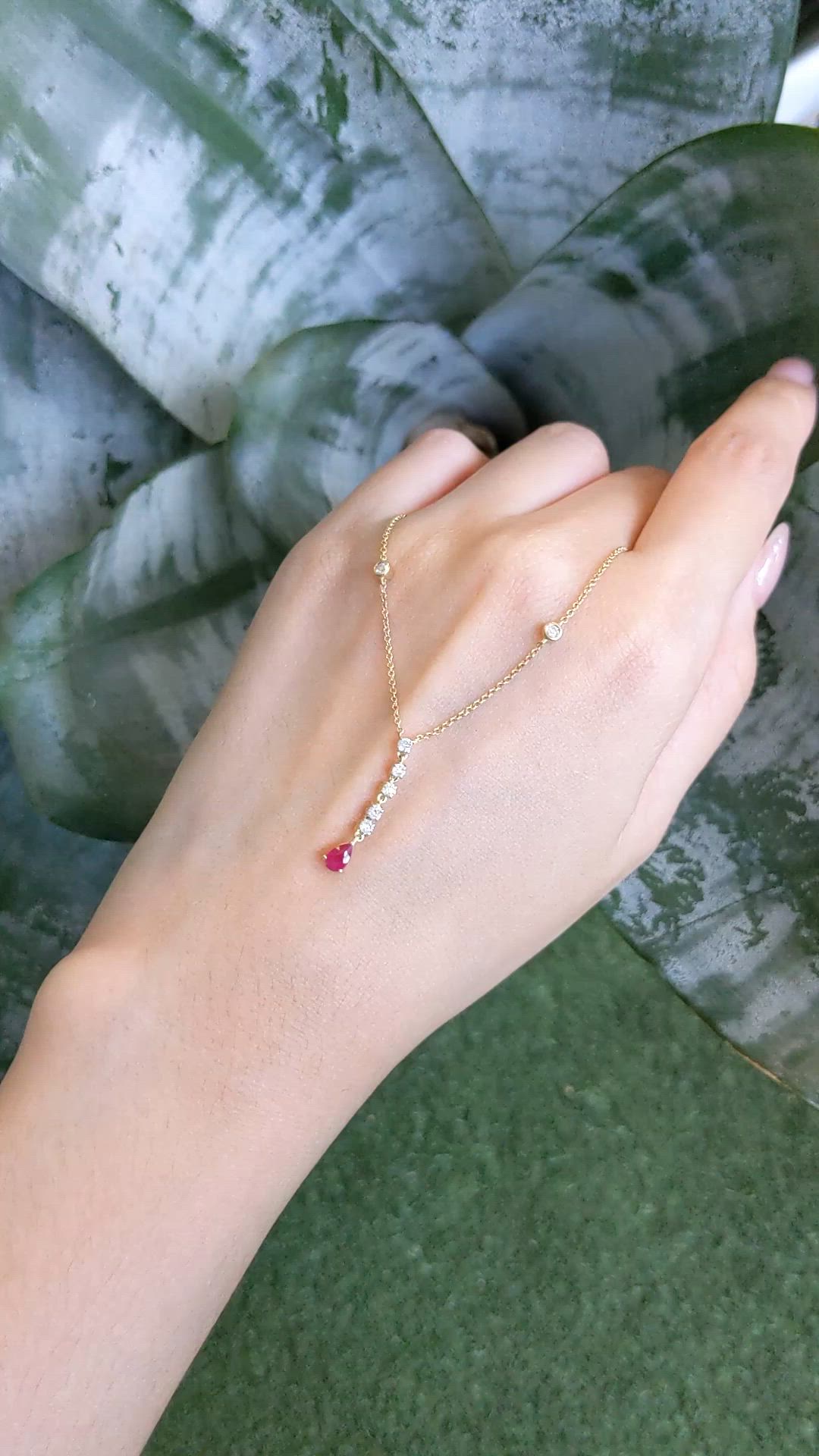0.28 Ct. Ruby and Natural Diamond Bezel Necklace, 14K Yellow Gold Size Video