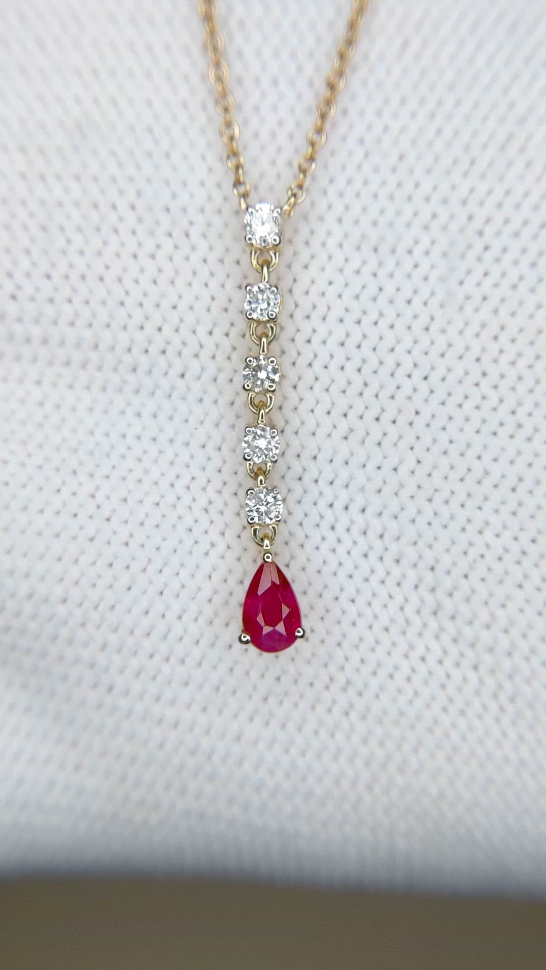 0.28 Ct. Ruby and Natural Diamond Bezel Necklace, 14K Yellow Gold Size Video