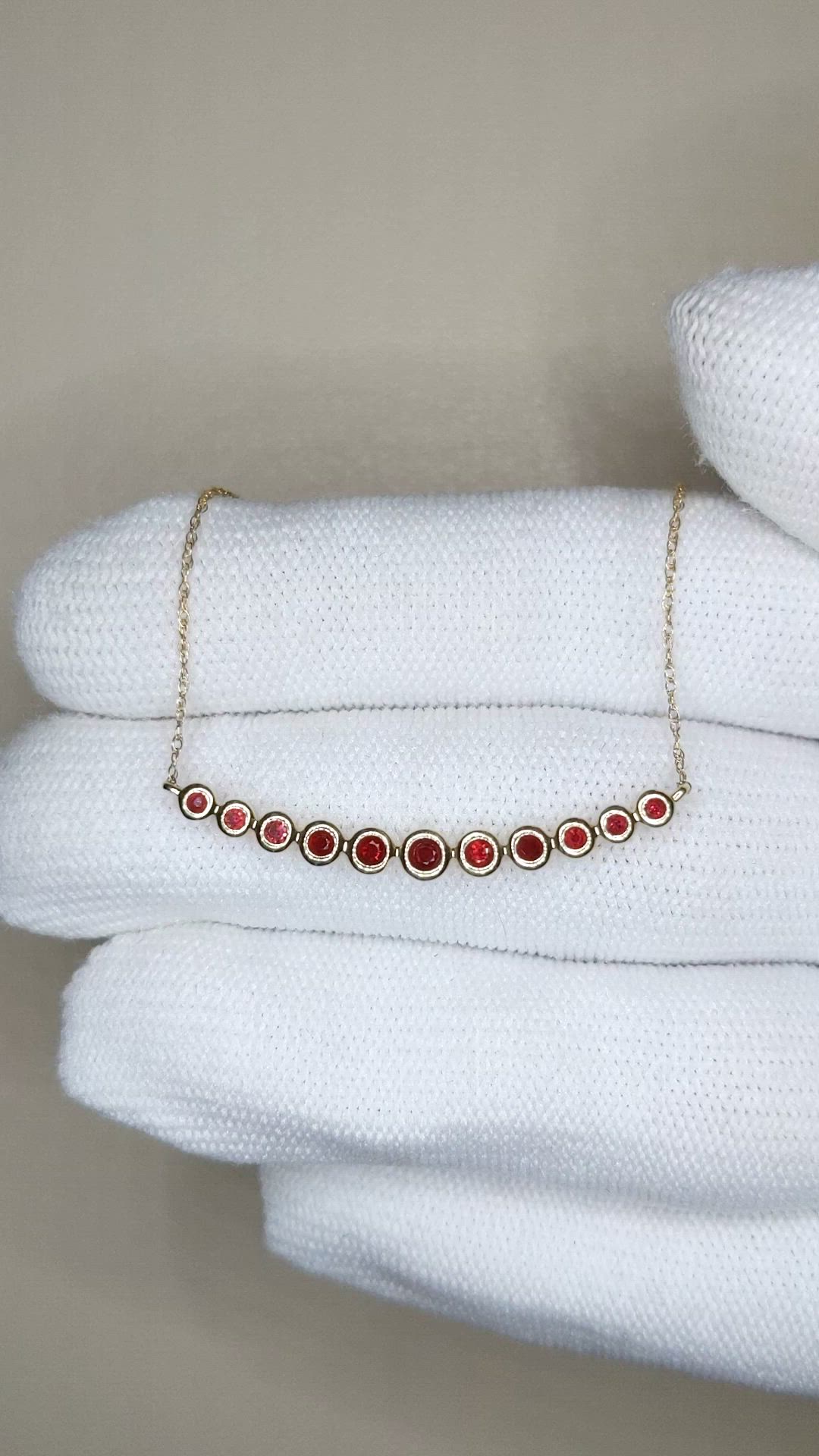 0.30 Ct. Ruby Bezel Necklace, 14K Yellow Gold Size Video