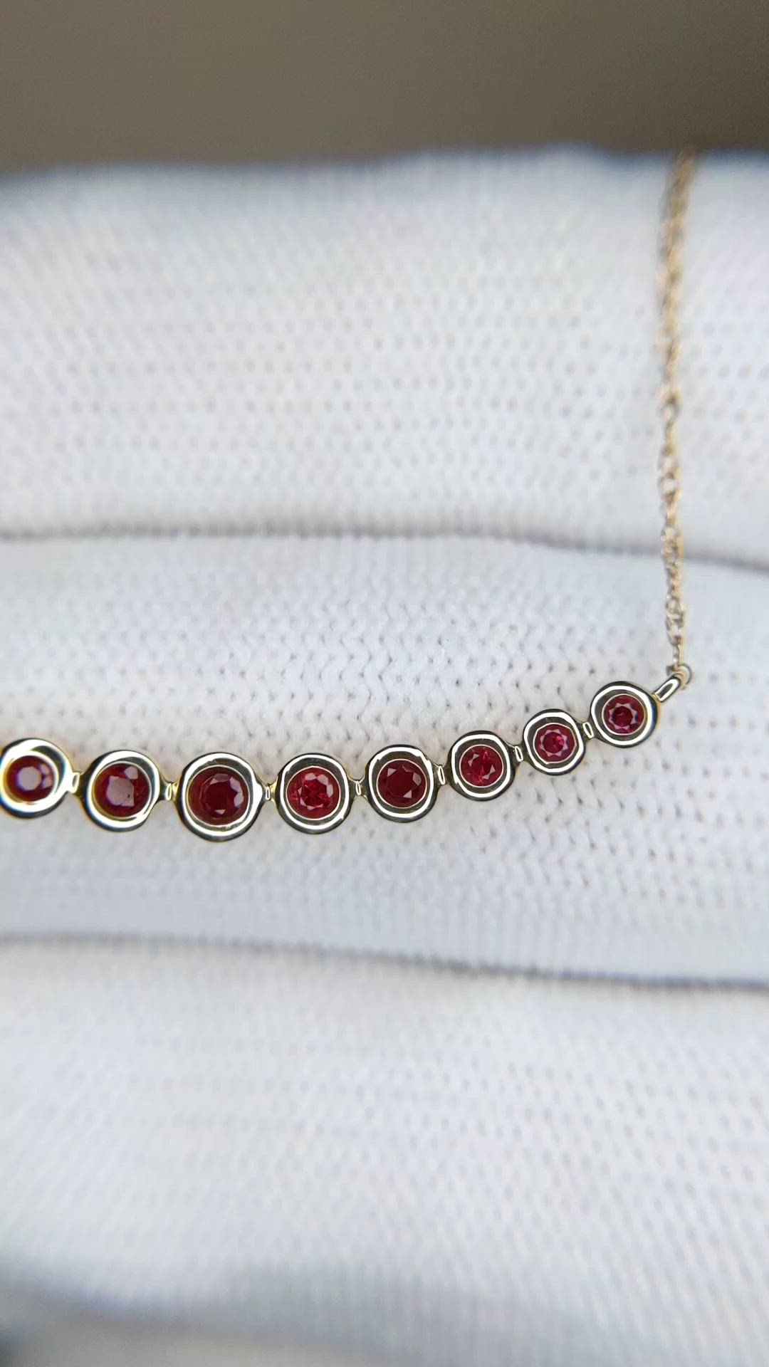 0.30 Ct. Ruby Bezel Necklace, 14K Yellow Gold Size Video