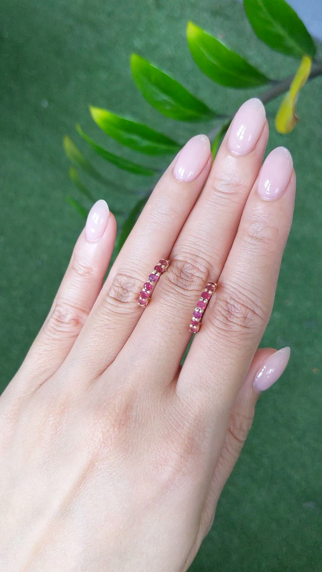 2.30 Ct.Tw.Total Carat Weight Pinkish Red Ruby Hoops Earrings, 14K Yellow Gold Size Video