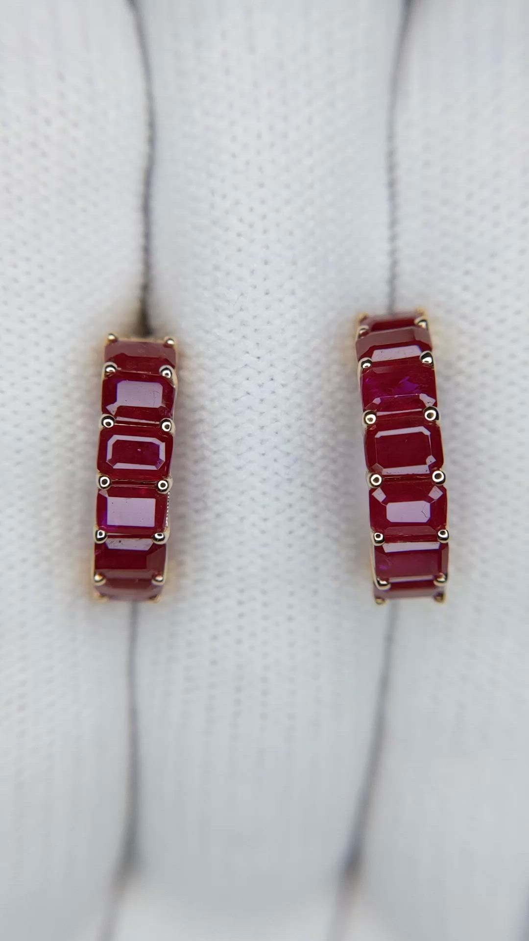 3.50 Ct.Tw.Total Carat Weight Ruby Pave Earrings, 14K Yellow Gold Size Video