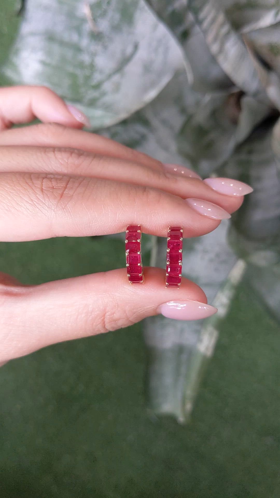 3.50 Ct.Tw.Total Carat Weight Ruby Pave Earrings, 14K Yellow Gold Size Video