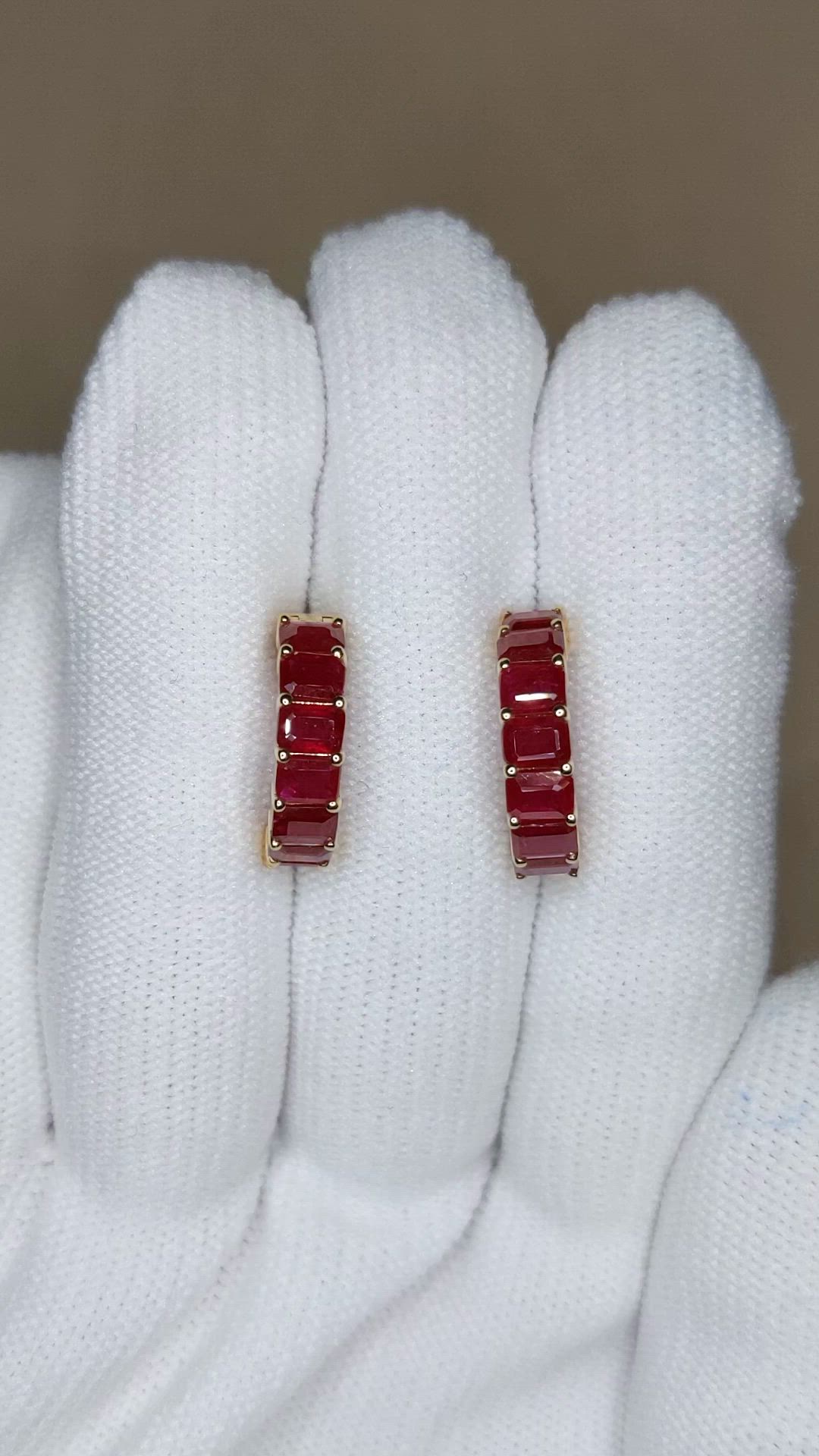 3.50 Ct.Tw.Total Carat Weight Ruby Pave Earrings, 14K Yellow Gold Size Video