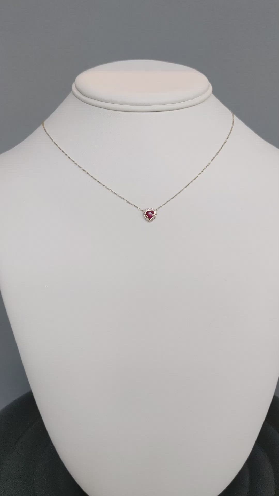 0.39 Ct. Ruby and Natural Diamond Pave Necklace, 14K Yellow Gold Size Video