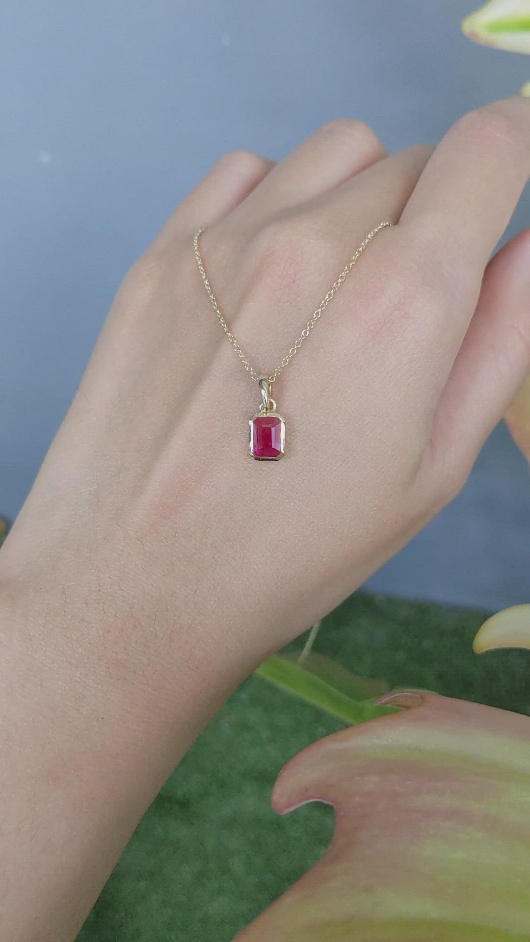 1.26 Ct. Pinkish Red Ruby Bezel Pendant, 14K Yellow Gold Size Video