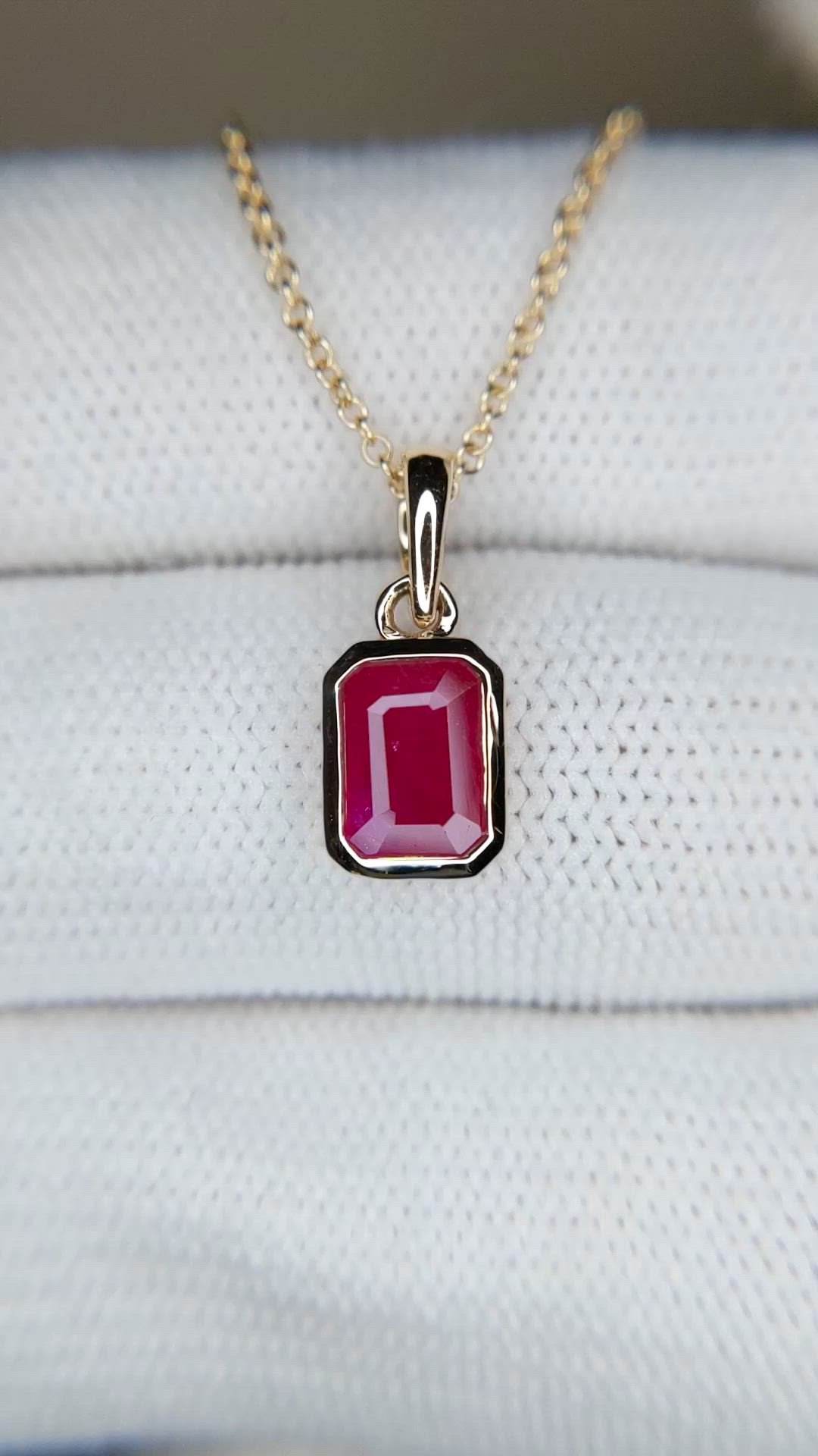 1.26 Ct. Pinkish Red Ruby Bezel Pendant, 14K Yellow Gold Size Video