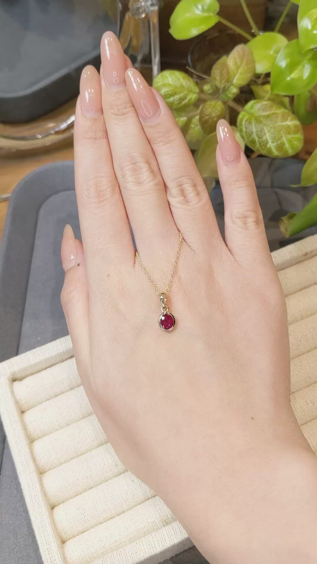 0.61 Ct. Ruby Bezel Pendant, 14K Yellow Gold Size Video