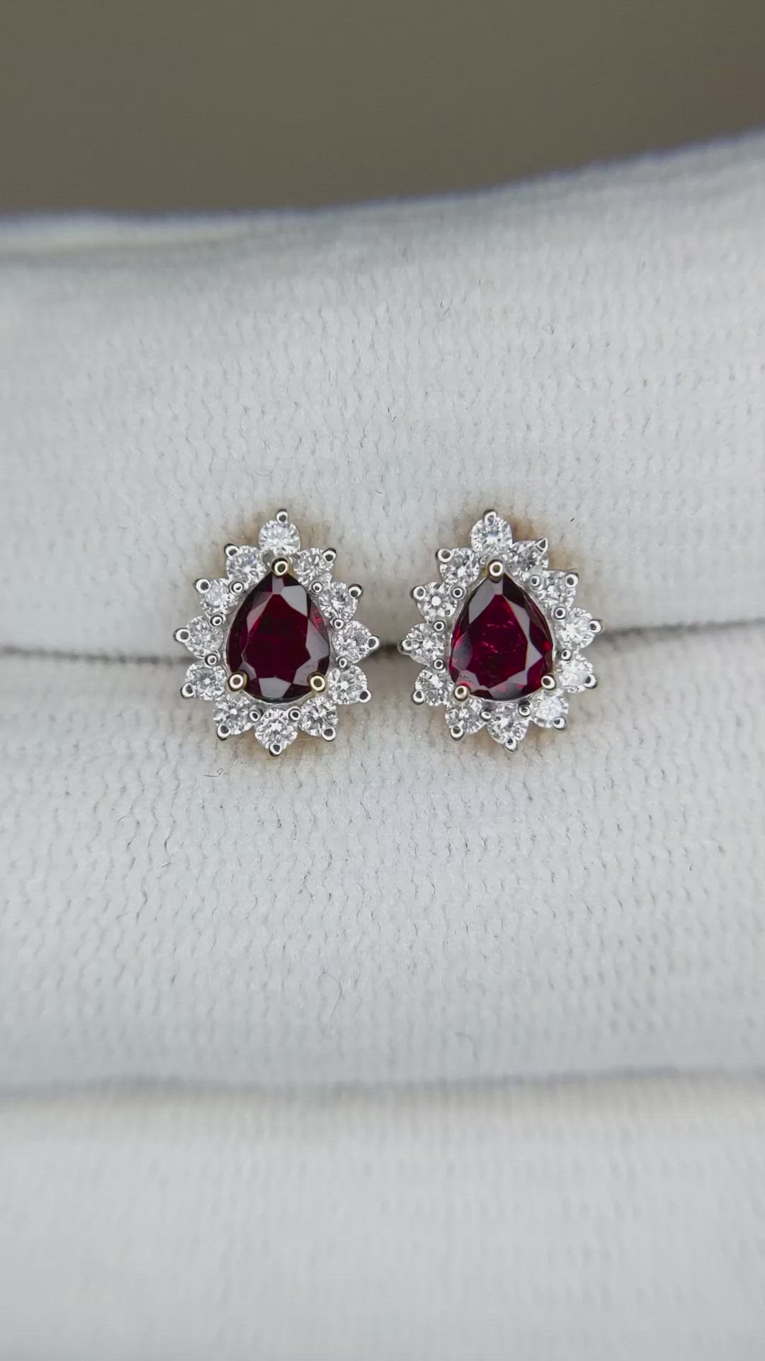 0.49 Ct.Tw.Total Carat Weight Ruby and Natural Diamond Studs Earrings, 14K Yellow Gold Size Video