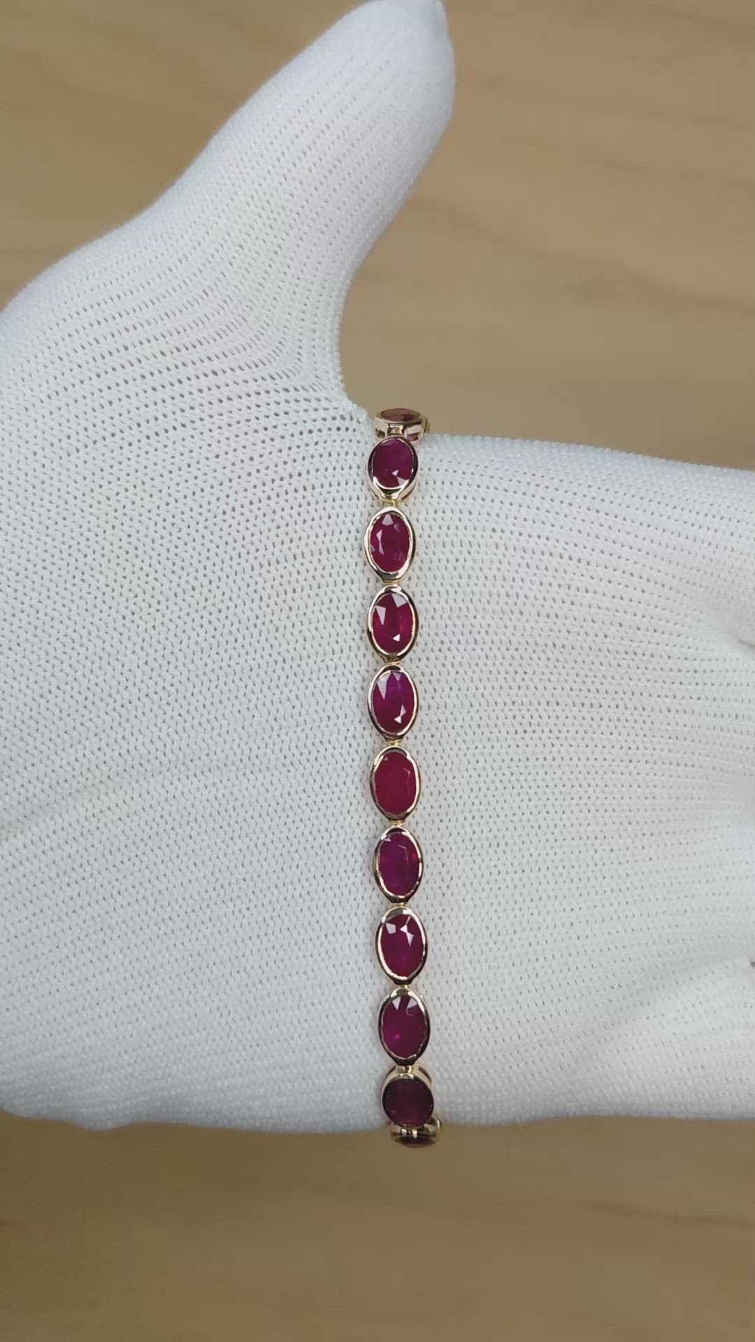 11.77 Ct.Tw.Total Carat Weight Ruby Bezel Bracelet, 14K Yellow Gold Size Video