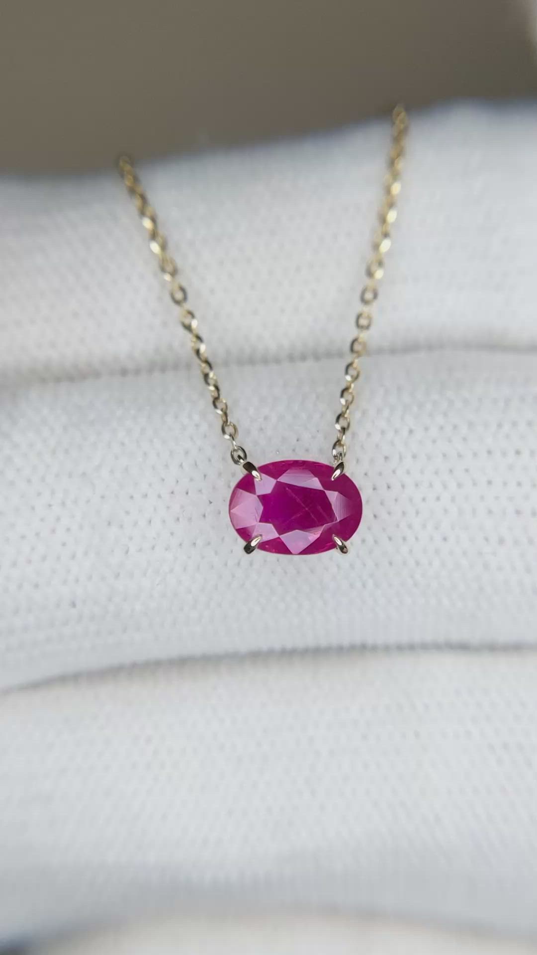 0.97 Ct. Ruby Solitaire Necklace, 14K Yellow Gold Size Video