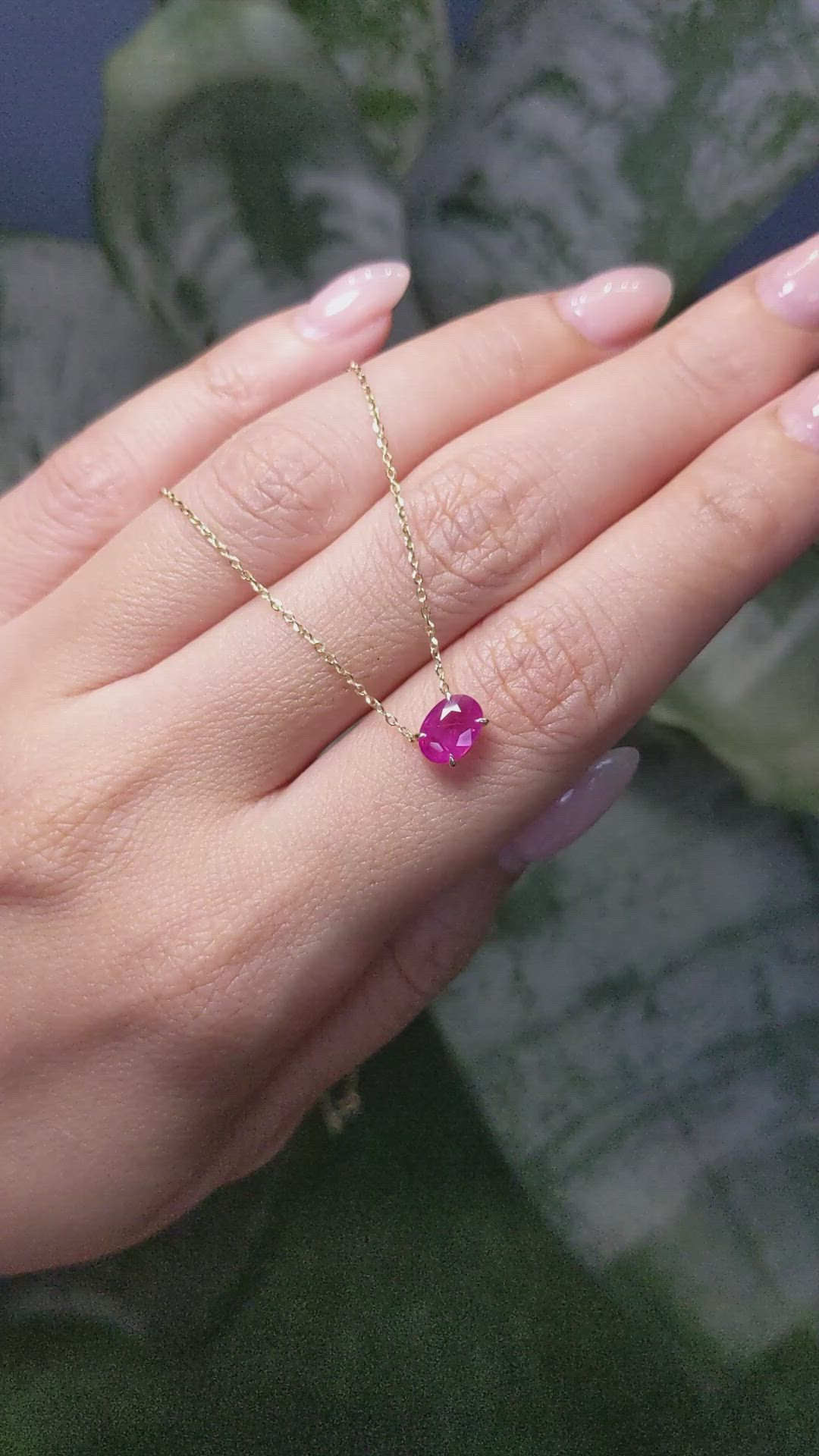0.97 Ct. Ruby Solitaire Necklace, 14K Yellow Gold Size Video