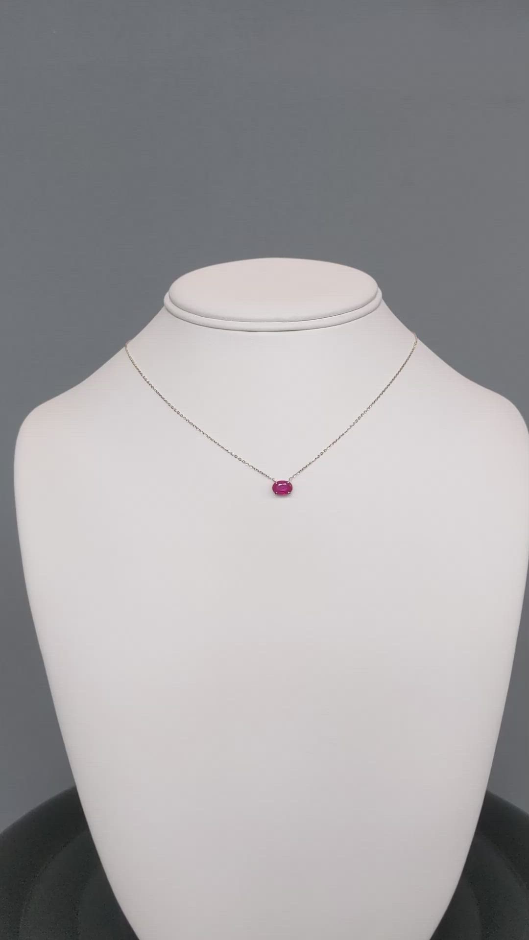 0.97 Ct. Ruby Solitaire Necklace, 14K Yellow Gold Size Video