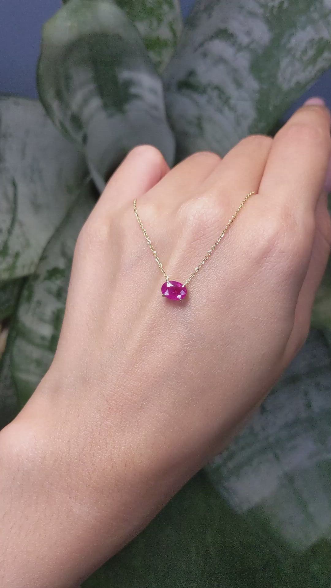 0.97 Ct. Ruby Solitaire Necklace, 14K Yellow Gold Size Video