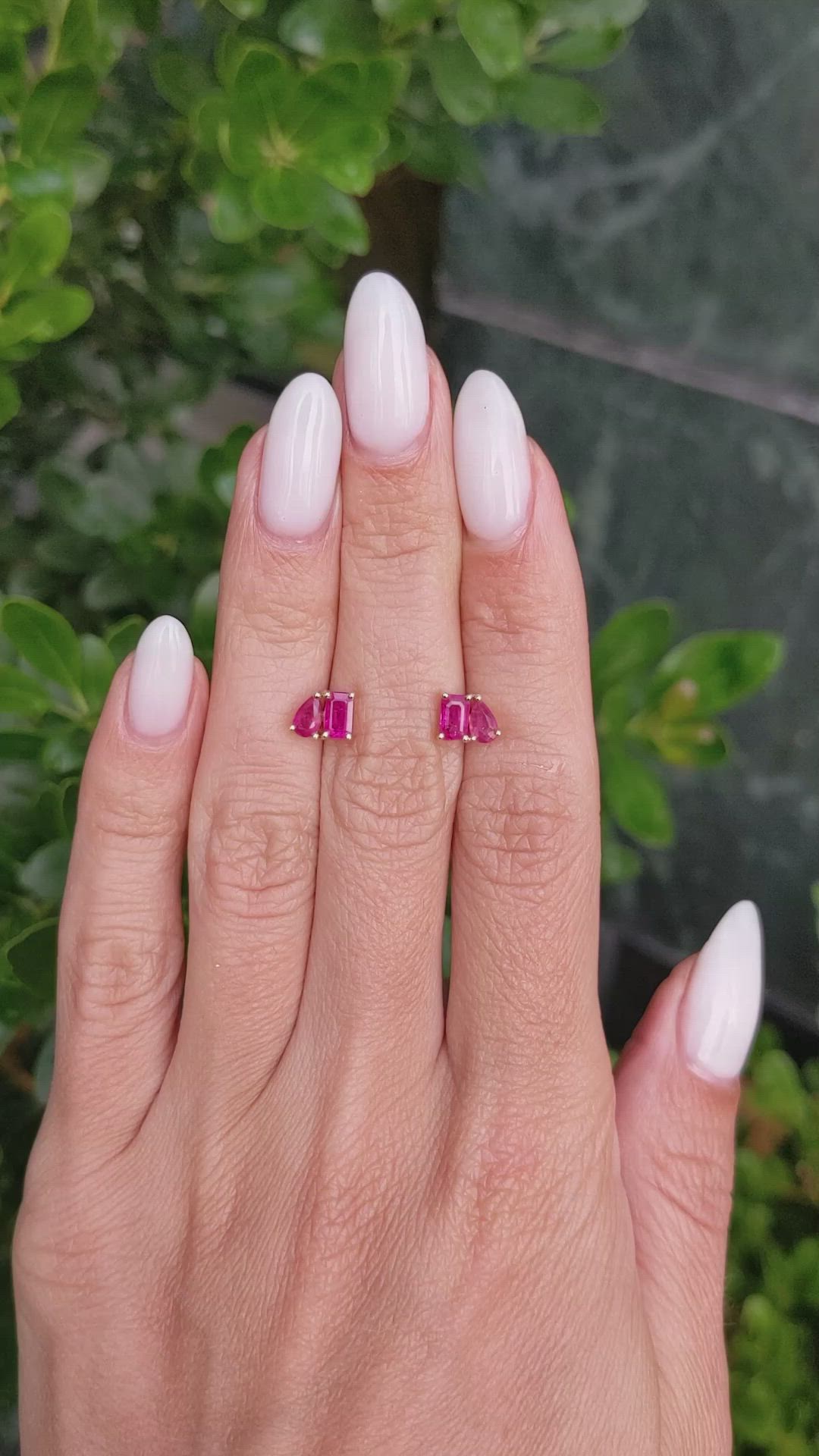 0.70 Ct.Tw.Total Carat Weight Pinkish Red Ruby and Ruby Studs Earrings, 14K Yellow Gold Size Video