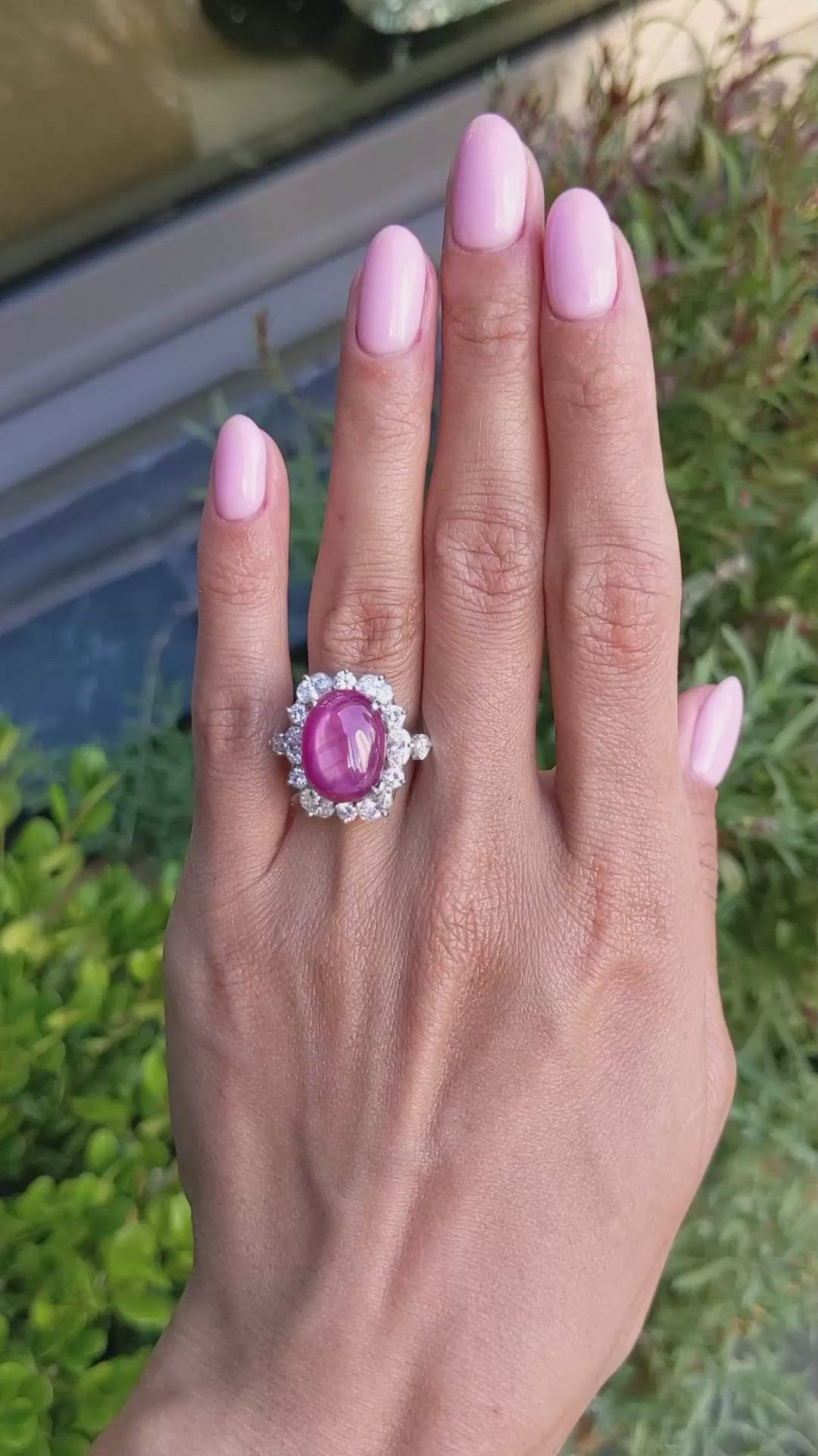 14.94 Ct. Ruby and Natural Diamond Pave Ring, Platinum 950 Size Video