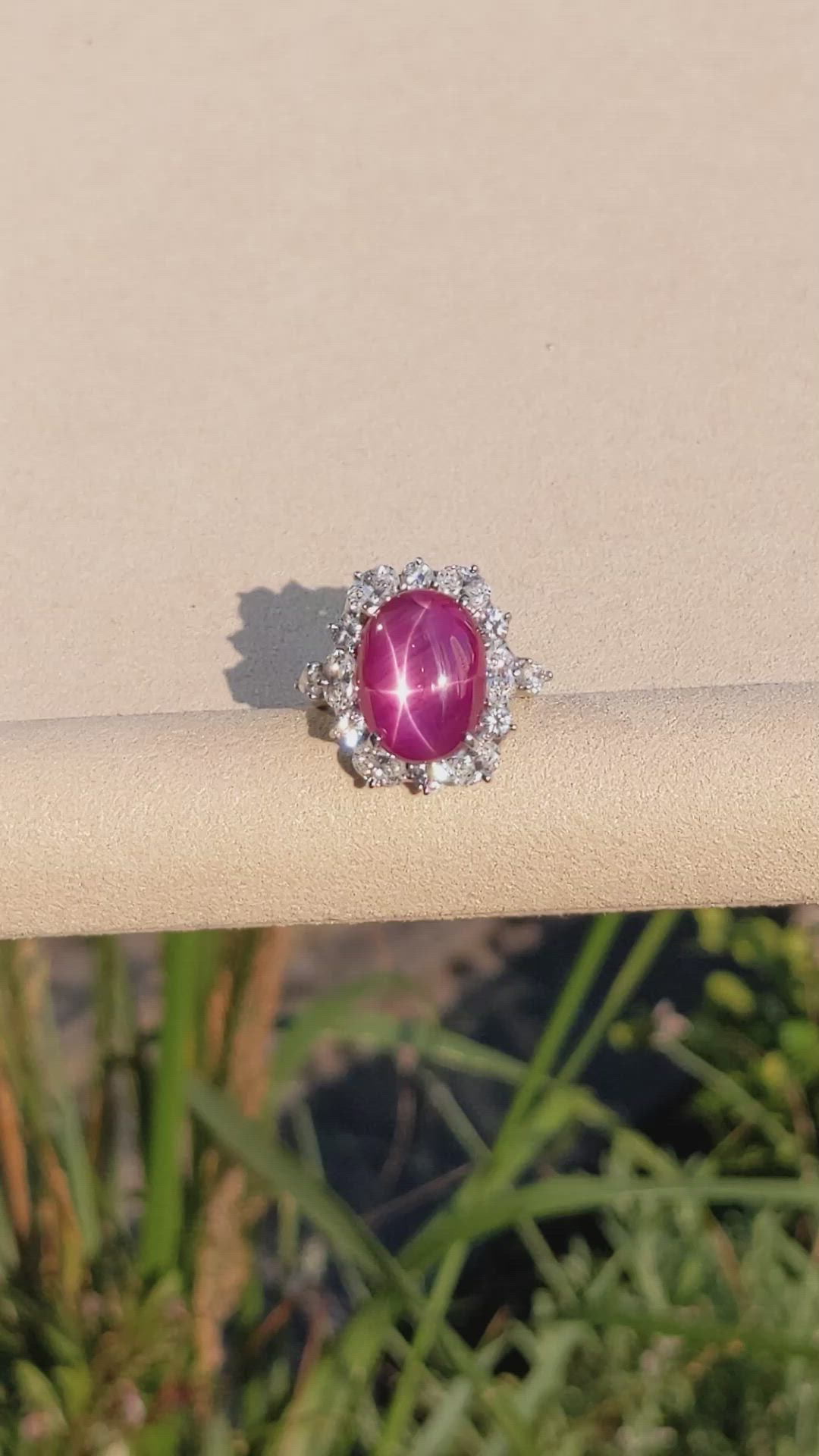 14.94 Ct. Ruby and Natural Diamond Pave Ring, Platinum 950 Size Video