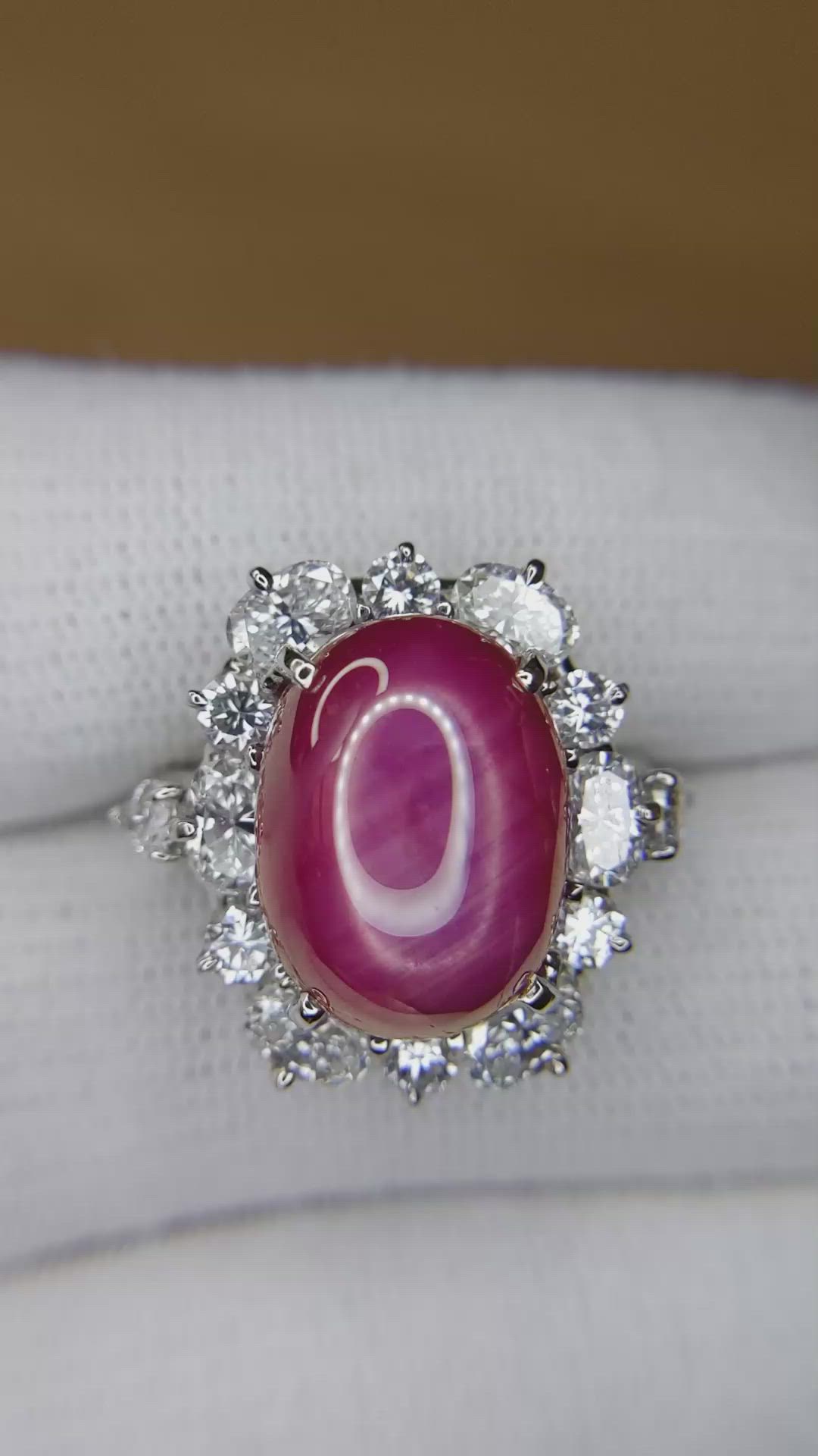 14.94 Ct. Ruby and Natural Diamond Pave Ring, Platinum 950 Size Video