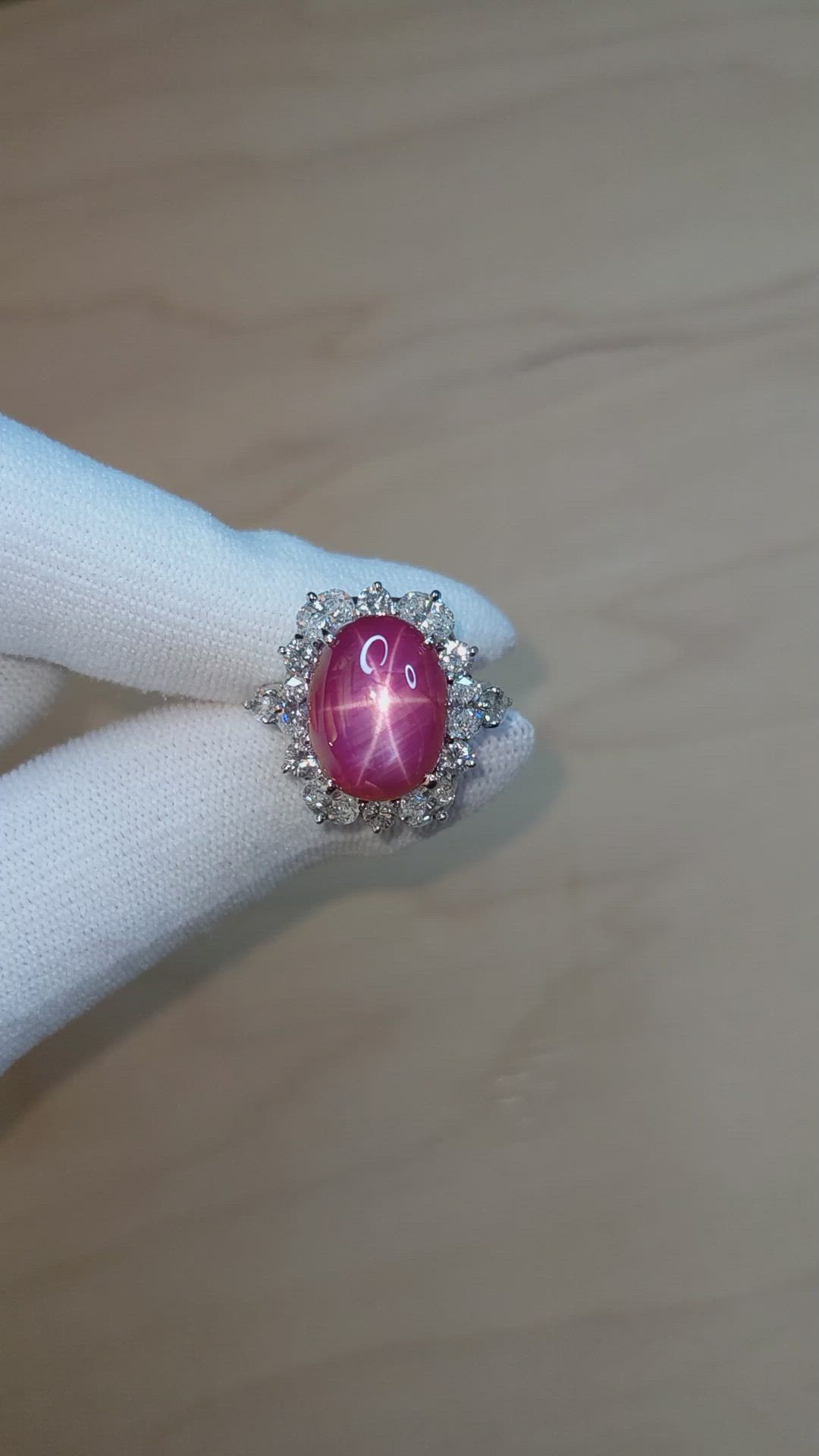 14.94 Ct. Ruby and Natural Diamond Pave Ring, Platinum 950 Size Video