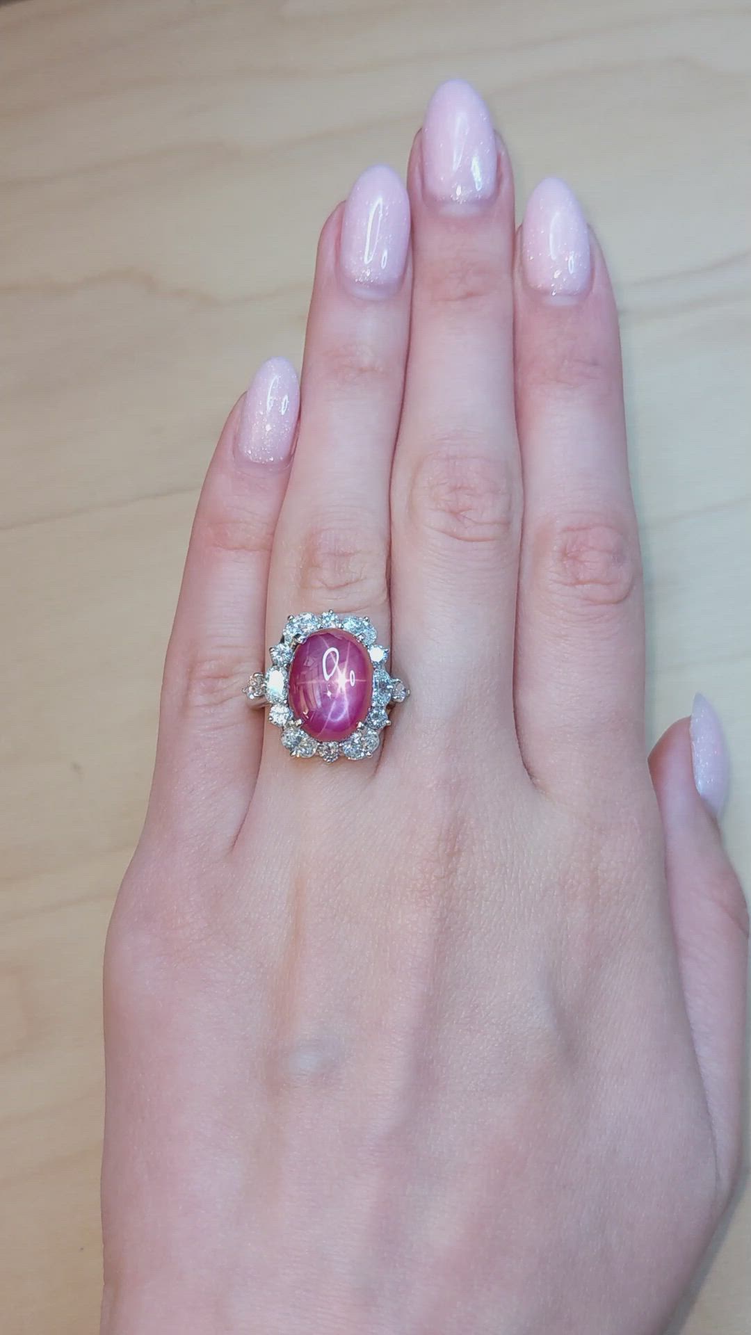 14.94 Ct. Ruby and Natural Diamond Pave Ring, Platinum 950 Size Video
