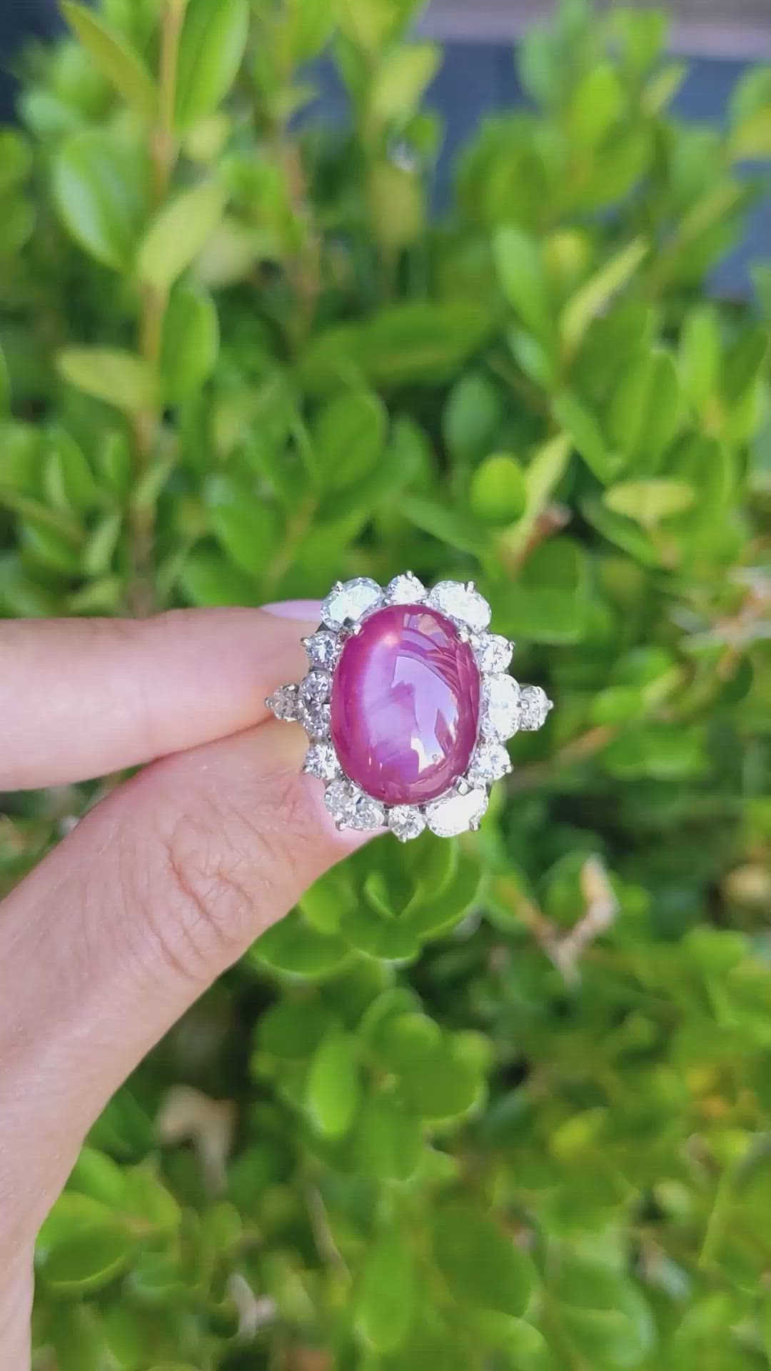 14.94 Ct. Ruby and Natural Diamond Pave Ring, Platinum 950 Size Video