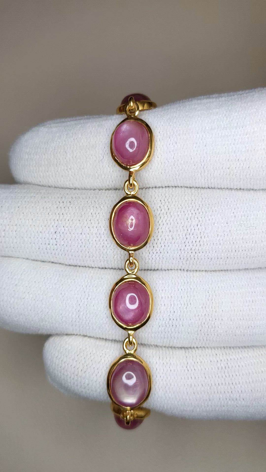34.00&nbsp;Ct.Tw.Total Carat Weight Pinkish Red Ruby Bezel Bracelet, 22K Gold Plated Silver Size Video