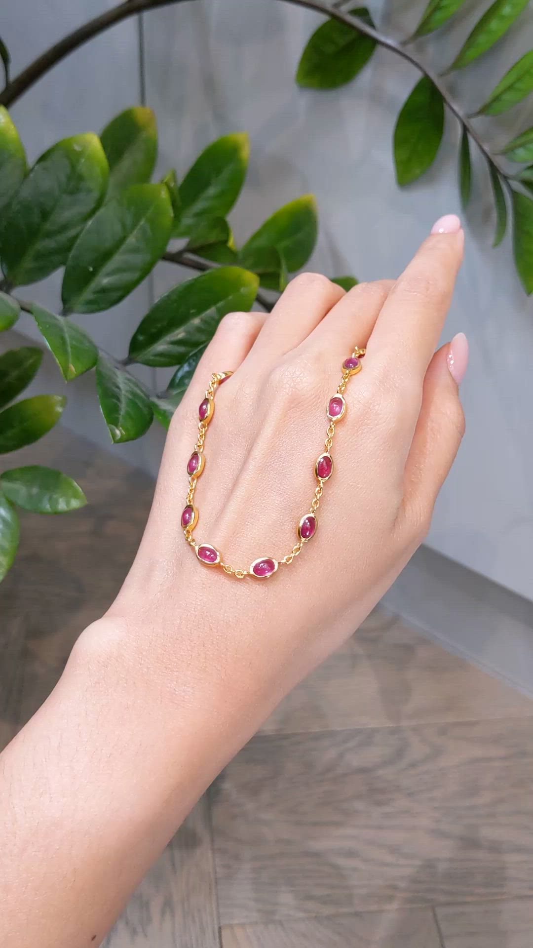 16.79 Ct. Purplish Red Ruby Bezel Necklace, 22K Gold Plated Silver Size Video