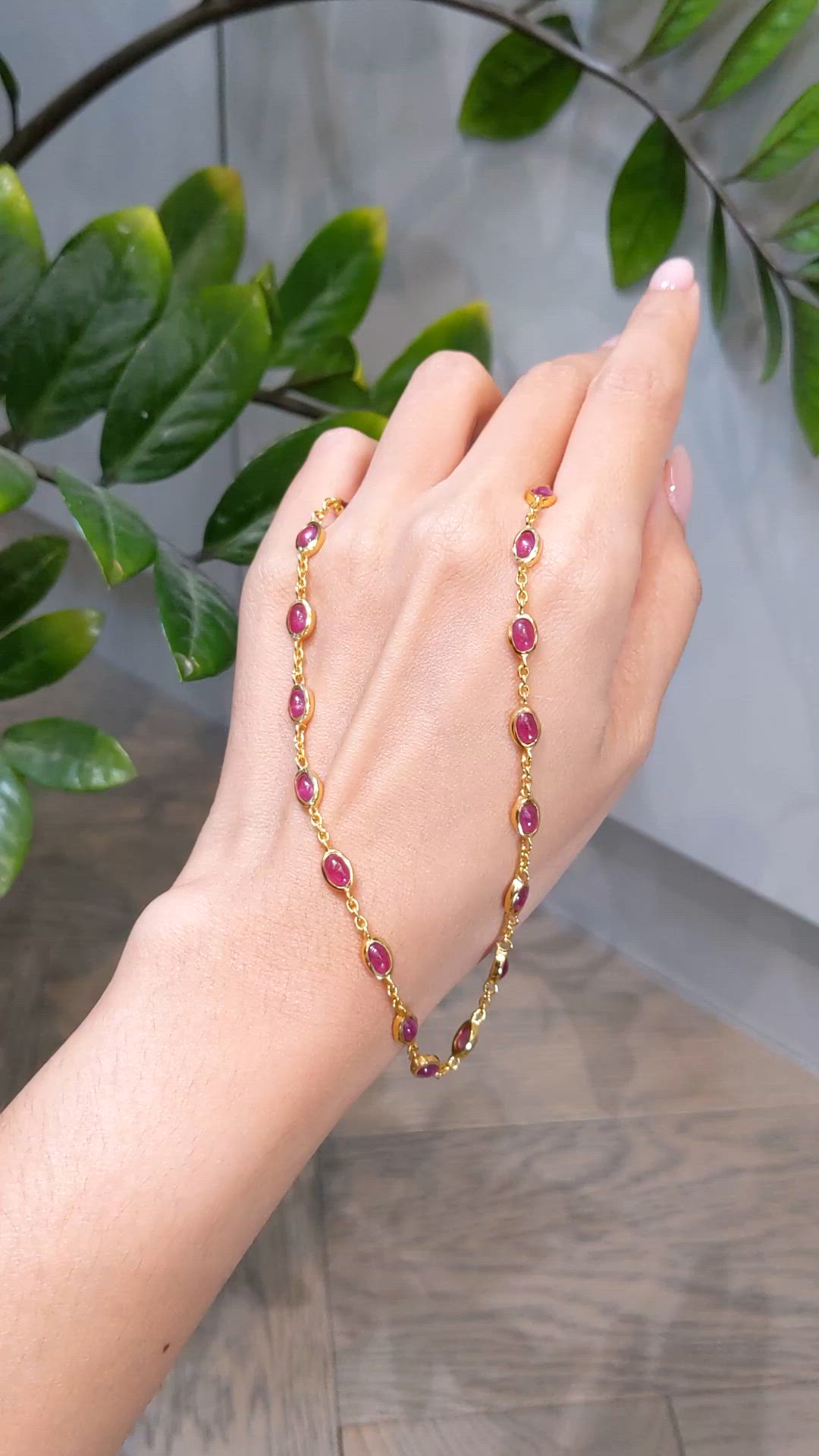 16.79 Ct. Purplish Red Ruby Bezel Necklace, 22K Gold Plated Silver Size Video