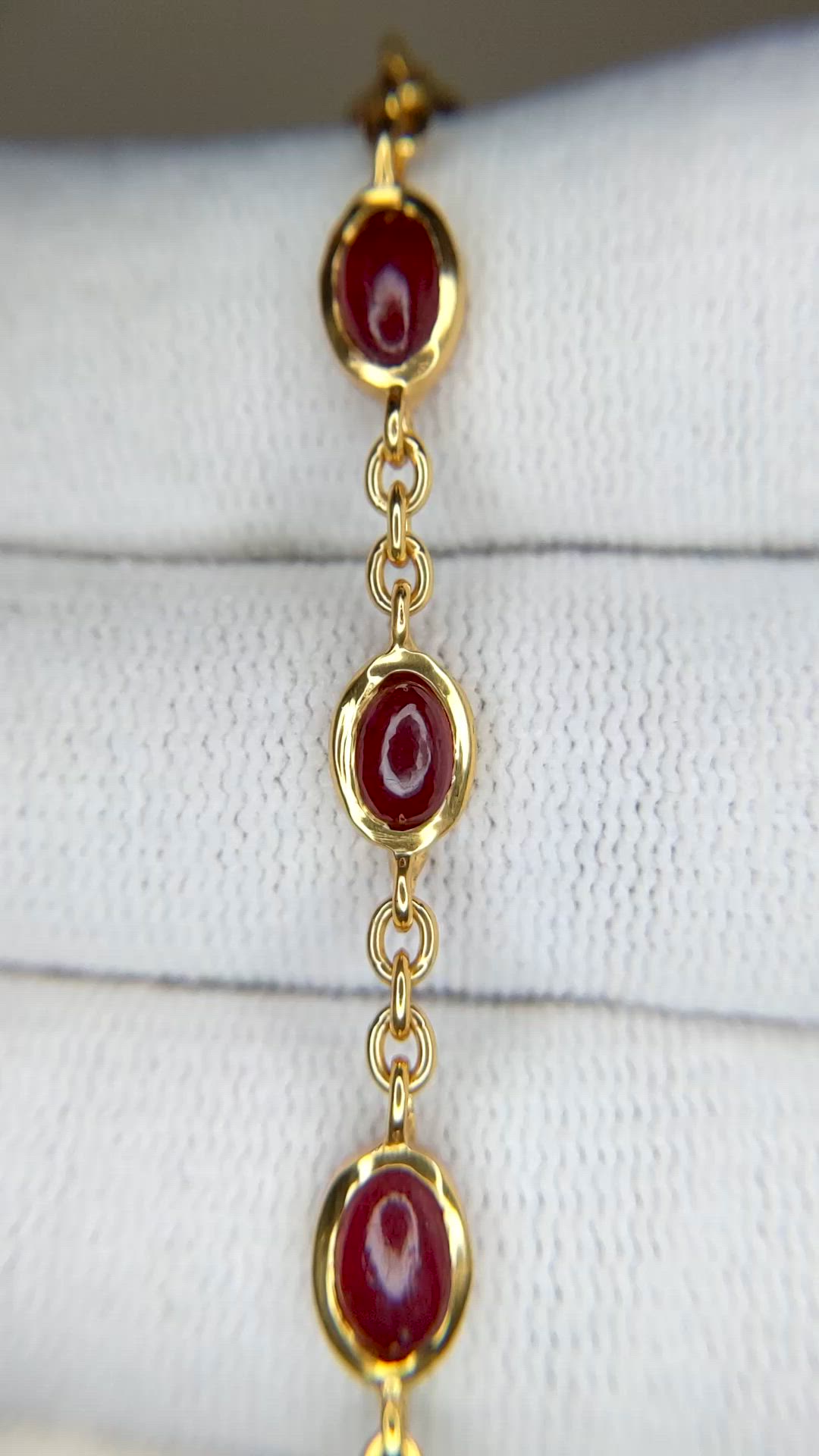 6.30&nbsp;Ct.Tw.Total Carat Weight Purplish Red Ruby Bezel Bracelet, 22K Gold Plated Silver Size Video