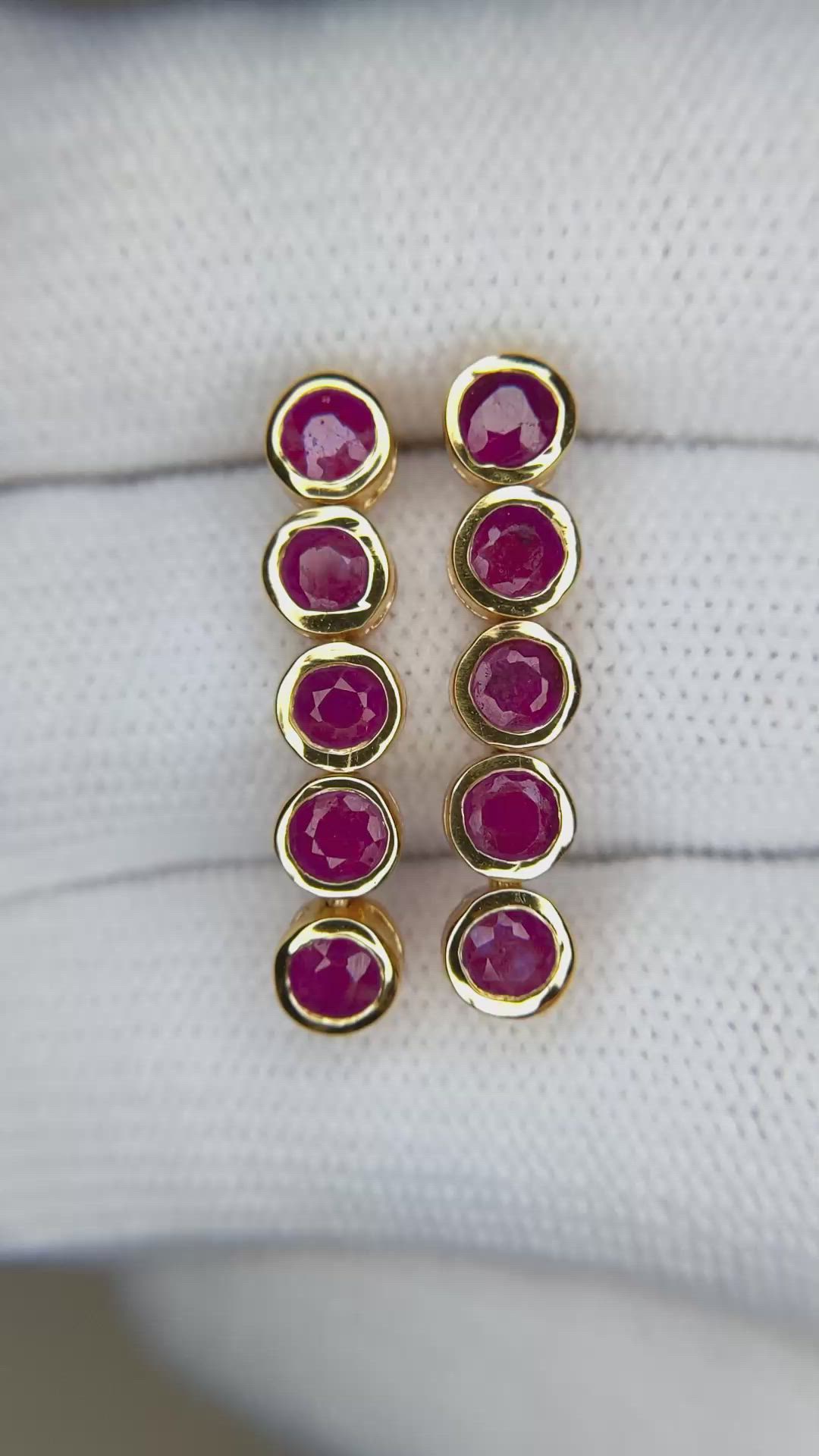 2.13 Ct.Tw.Total Carat Weight Pinkish Red Ruby Studs Earrings, 22K Gold Plated Silver Size Video