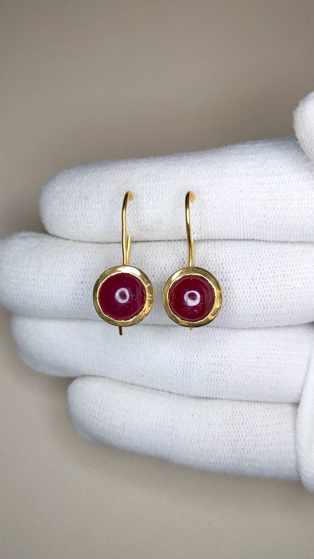 8.26 Ct.Tw.Total Carat Weight Ruby Hoops Earrings, 22K Gold Plated Silver Size Video