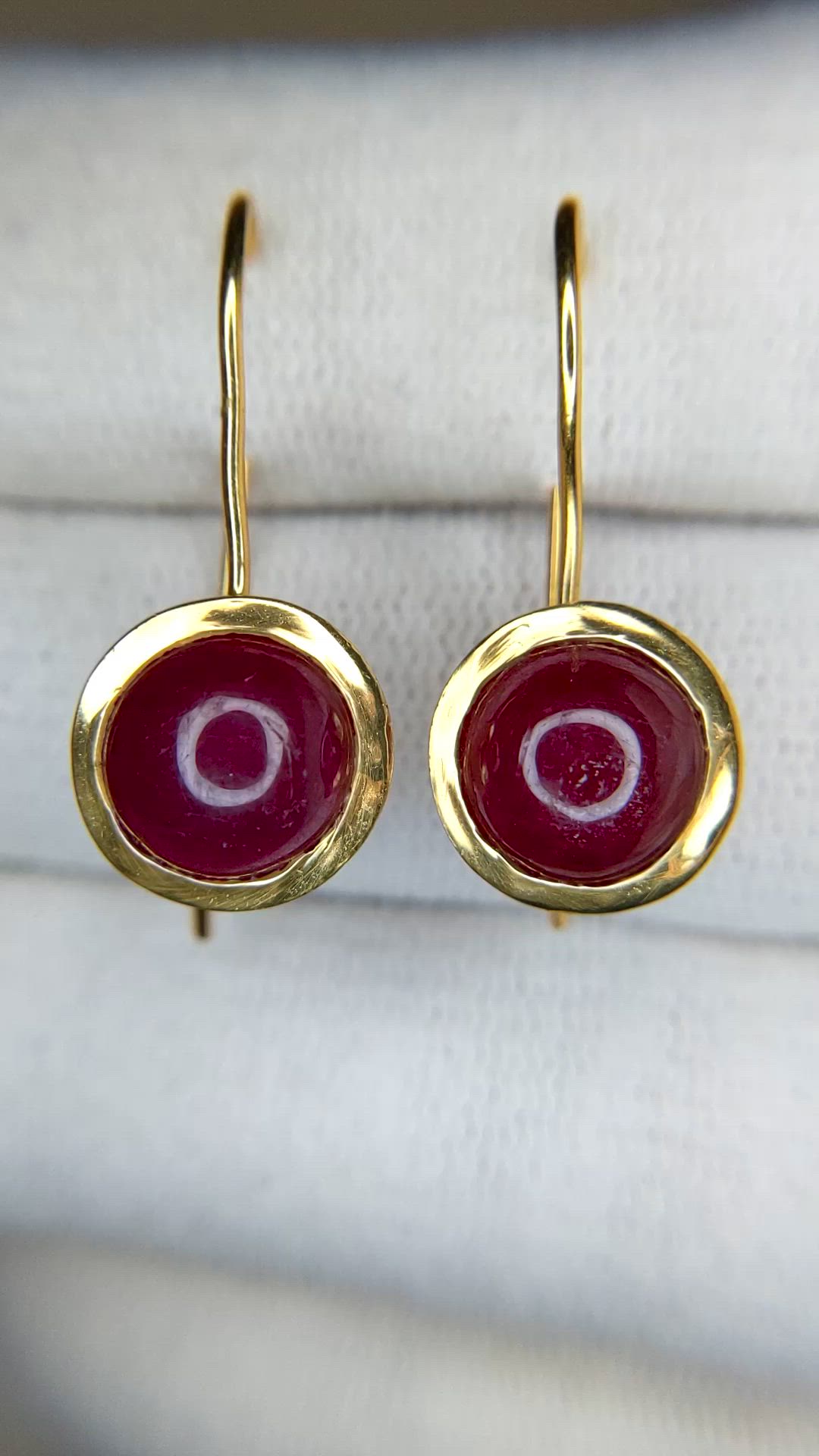 8.26 Ct.Tw.Total Carat Weight Ruby Hoops Earrings, 22K Gold Plated Silver Size Video