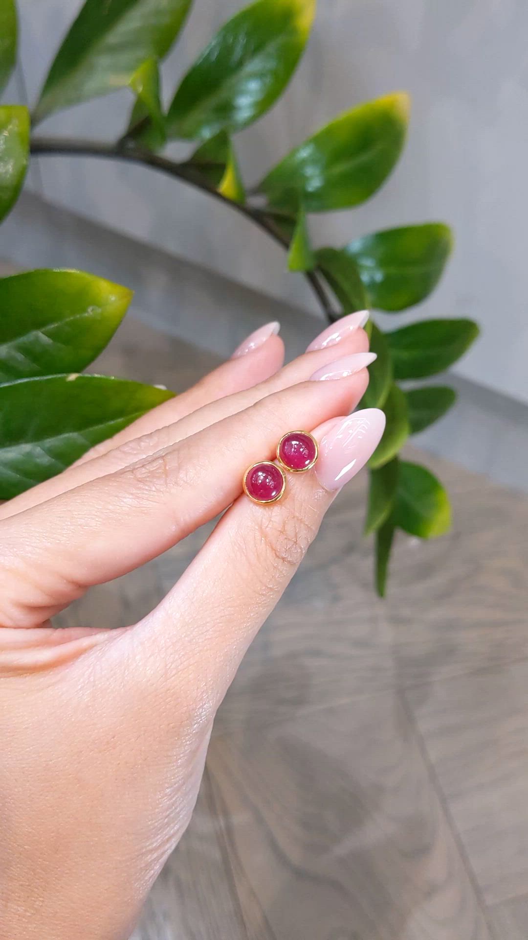 2.50 Ct.Tw.Total Carat Weight Ruby Studs Earrings, 22K Gold Plated Silver Size Video