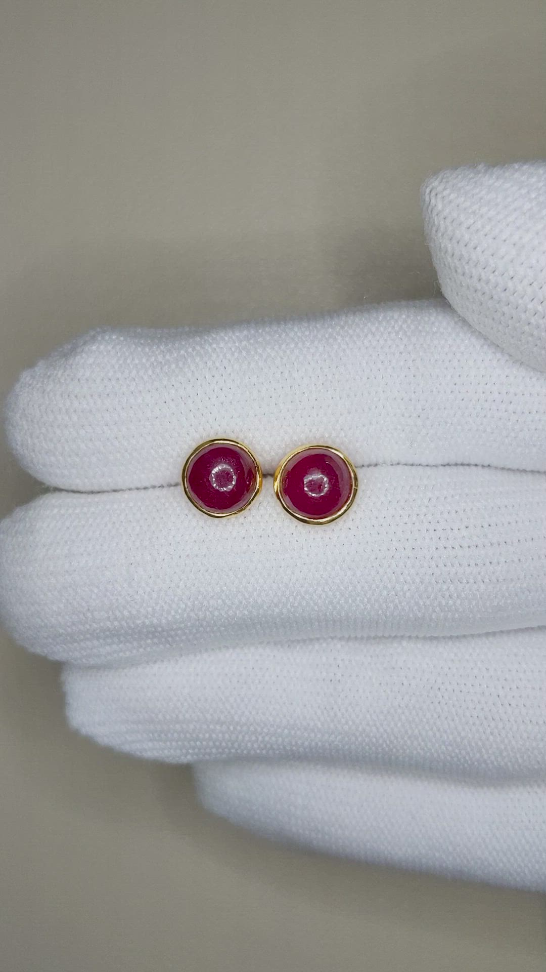 2.50 Ct.Tw.Total Carat Weight Ruby Studs Earrings, 22K Gold Plated Silver Size Video
