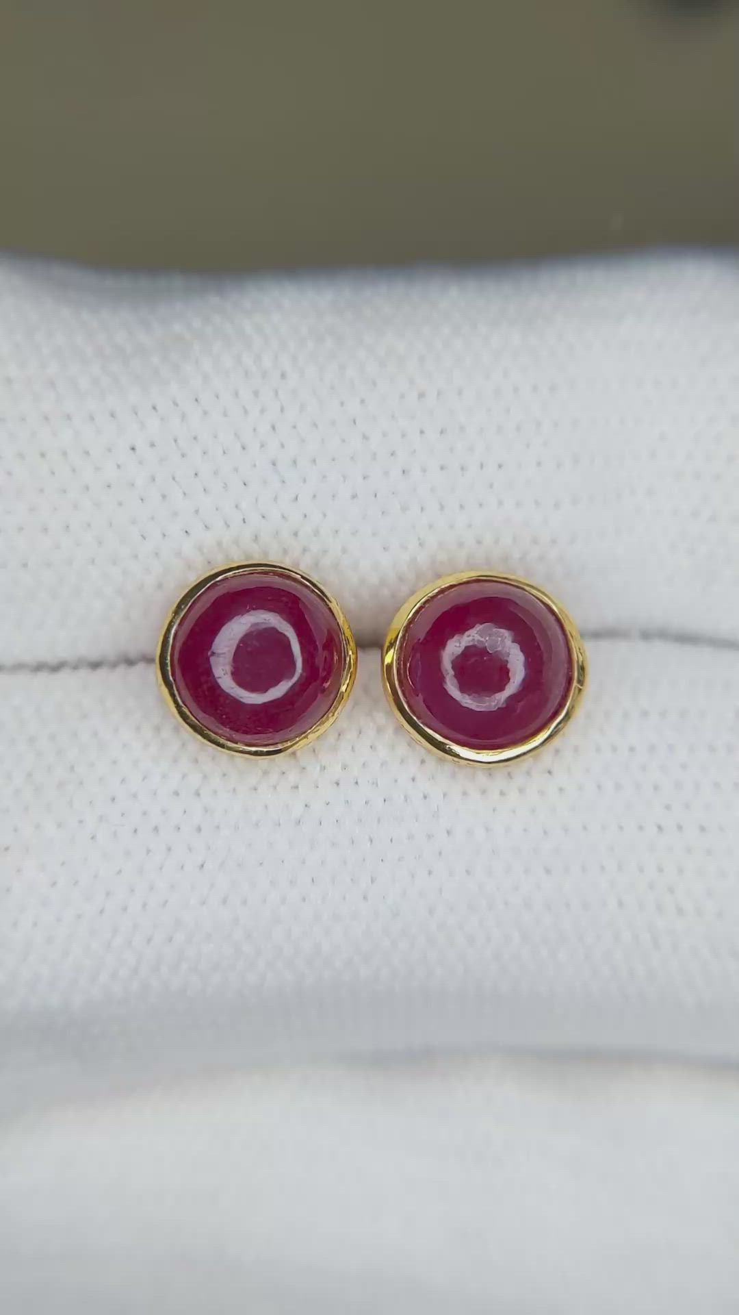 2.50 Ct.Tw.Total Carat Weight Ruby Studs Earrings, 22K Gold Plated Silver Size Video