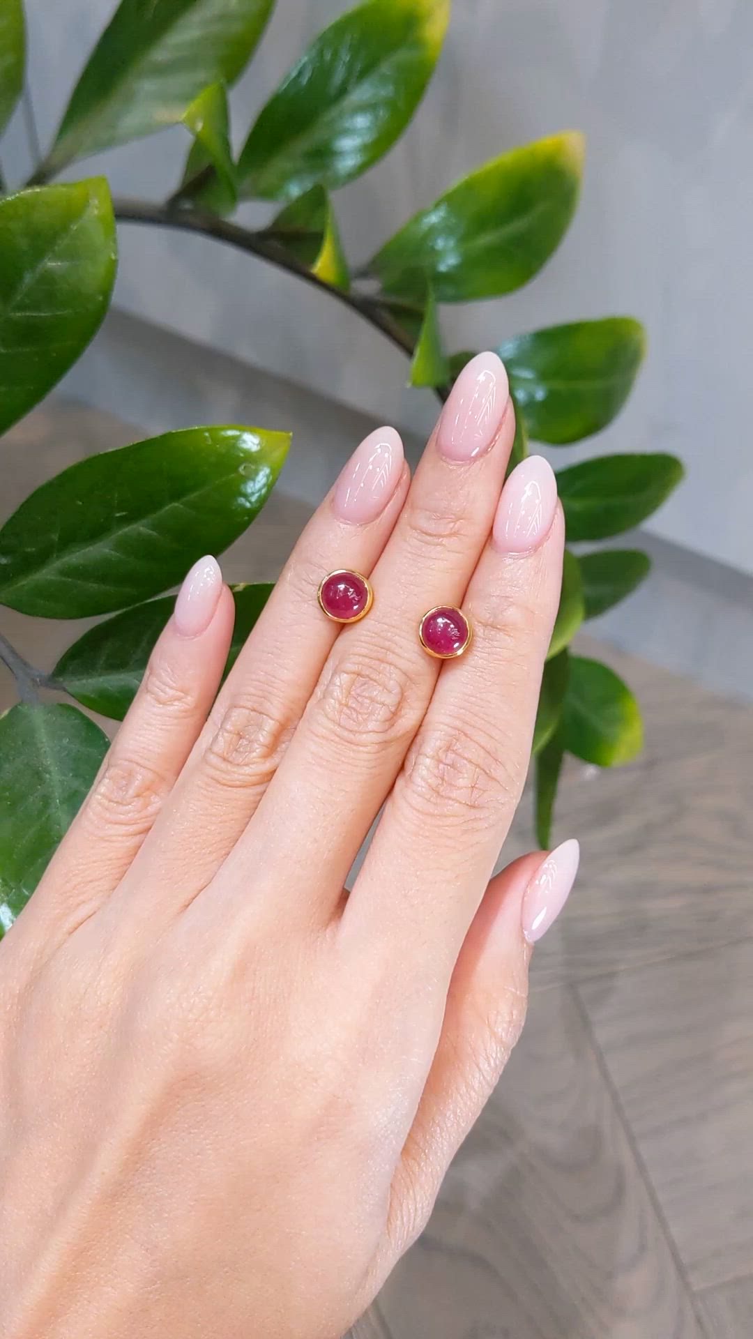 2.50 Ct.Tw.Total Carat Weight Ruby Studs Earrings, 22K Gold Plated Silver Size Video