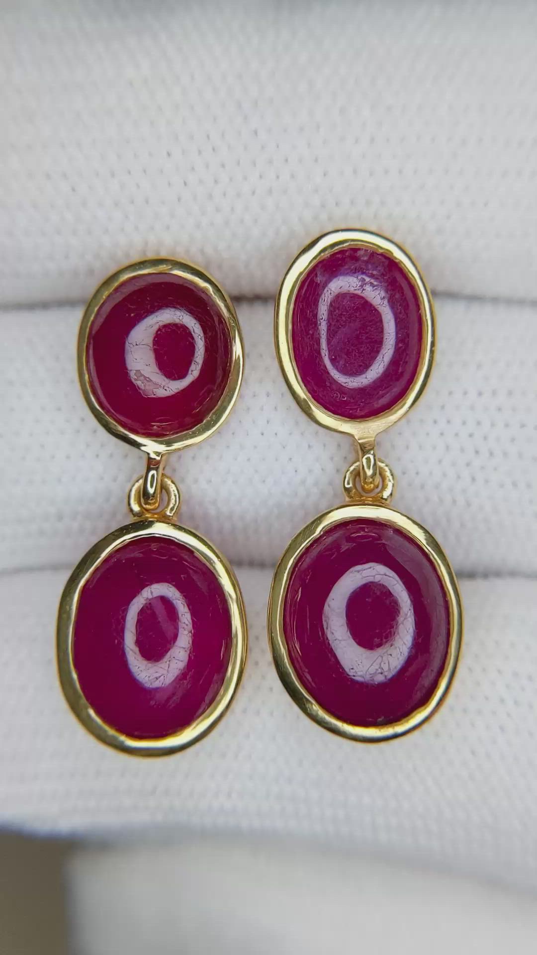 13.66 Ct.Tw.Total Carat Weight Ruby Studs Earrings, 22K Gold Plated Silver Size Video