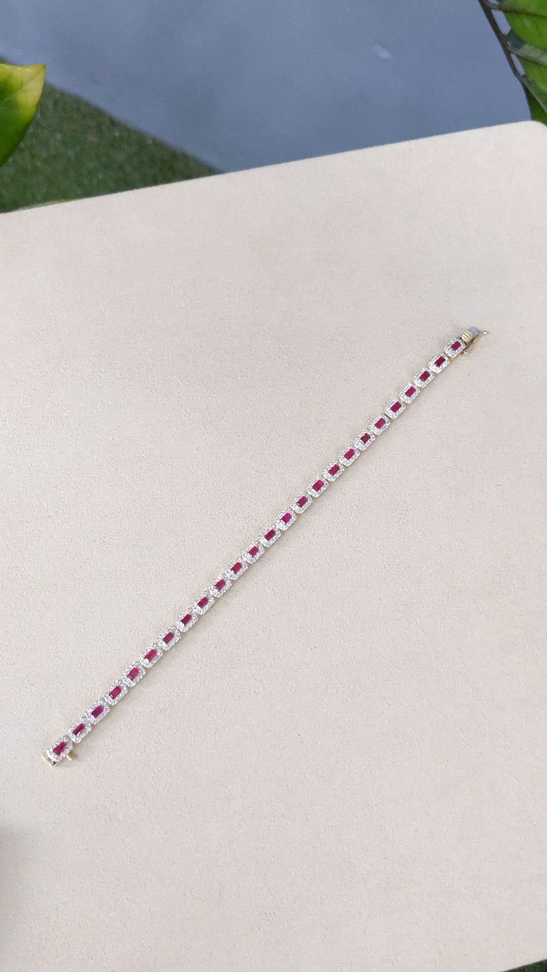 3.25 Ct.Tw.Total Carat Weight Ruby and Natural Diamond Pave Bracelet, 14K Yellow Gold Size Video