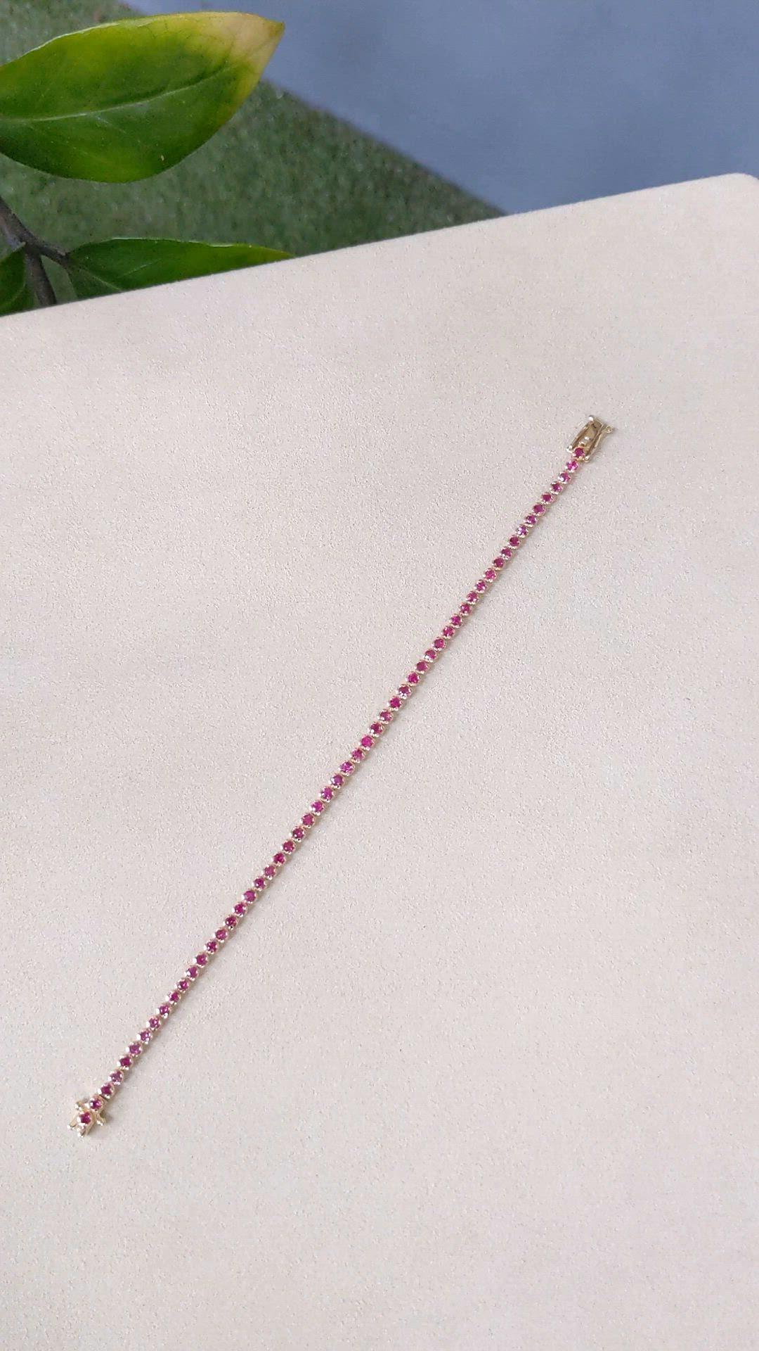 3.18&nbsp;Ct.Tw.Total Carat Weight Ruby Tennis/Line Bracelet, 14K Yellow Gold Size Video