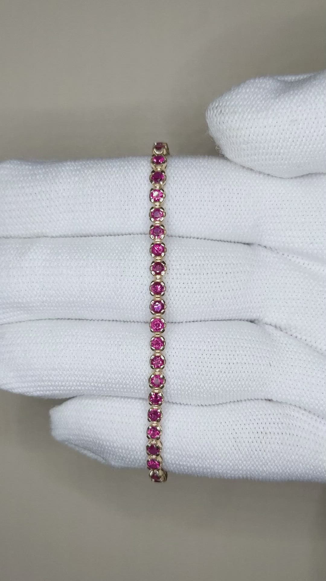 3.18&nbsp;Ct.Tw.Total Carat Weight Ruby Tennis/Line Bracelet, 14K Yellow Gold Size Video