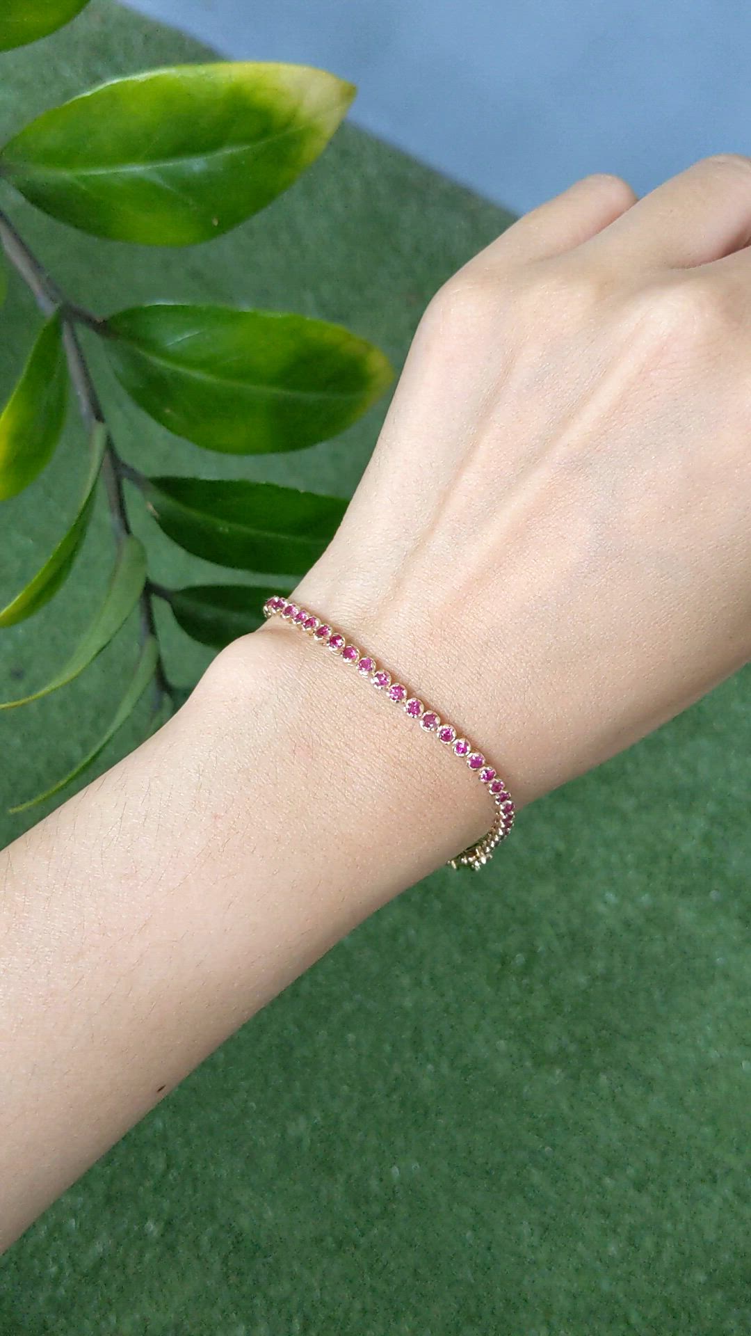 3.18&nbsp;Ct.Tw.Total Carat Weight Ruby Tennis/Line Bracelet, 14K Yellow Gold Size Video