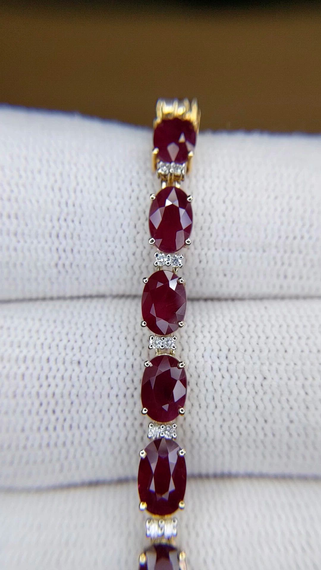 11.77&nbsp;Ct.Tw.Total Carat Weight Ruby and Natural Diamond Tennis/Line Bracelet, 14K Yellow Gold Size Video