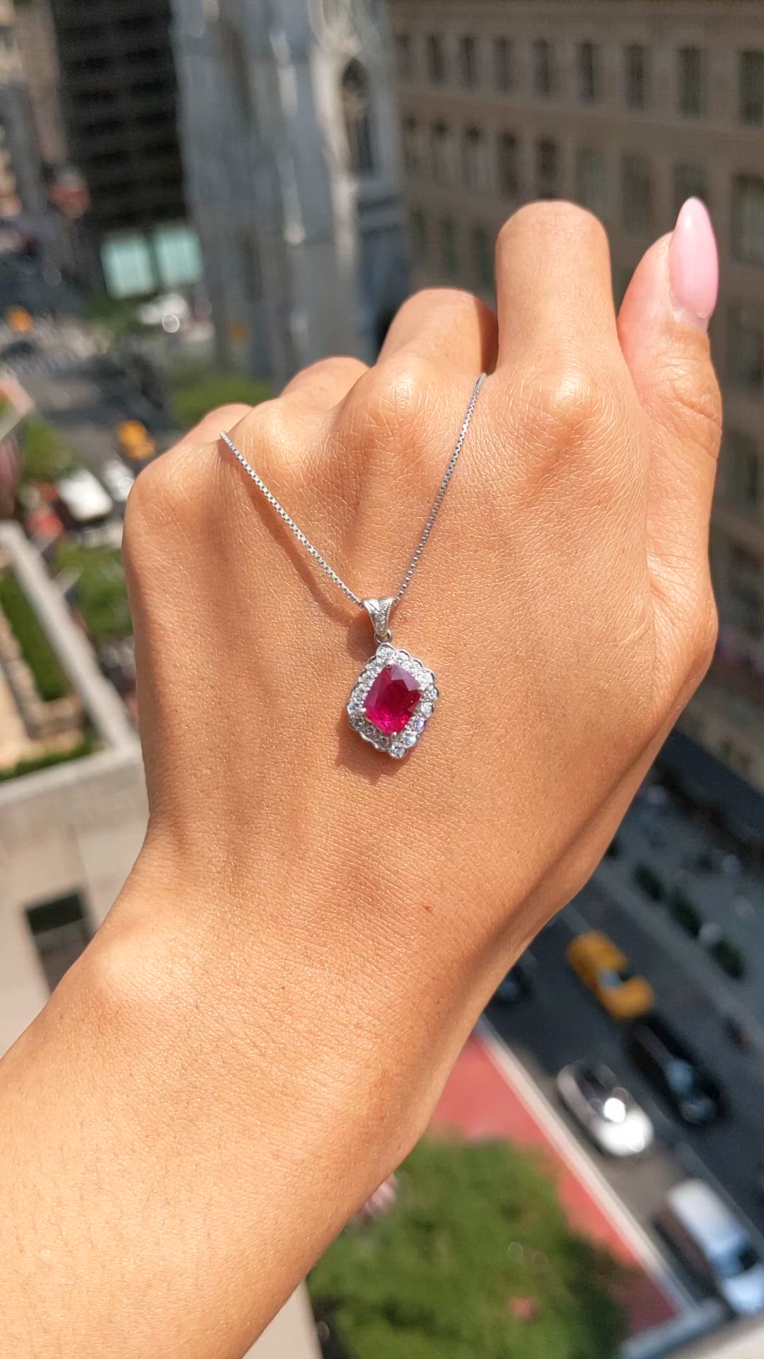 1.91 Ct. Ruby and Natural Diamond Pave Pendant, Platinum 950 Size Video