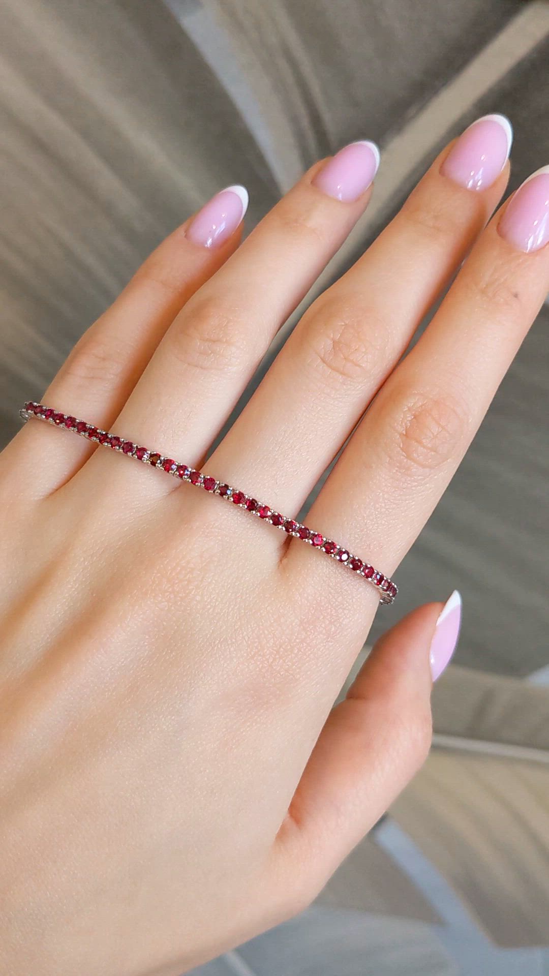 4.01&nbsp;Ct.Tw.Total Carat Weight Ruby Tennis/Line Bracelet, 14K White Gold Size Video