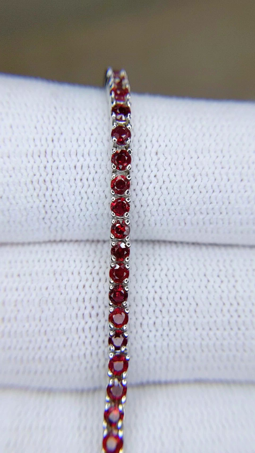 4.01&nbsp;Ct.Tw.Total Carat Weight Ruby Tennis/Line Bracelet, 14K White Gold Size Video