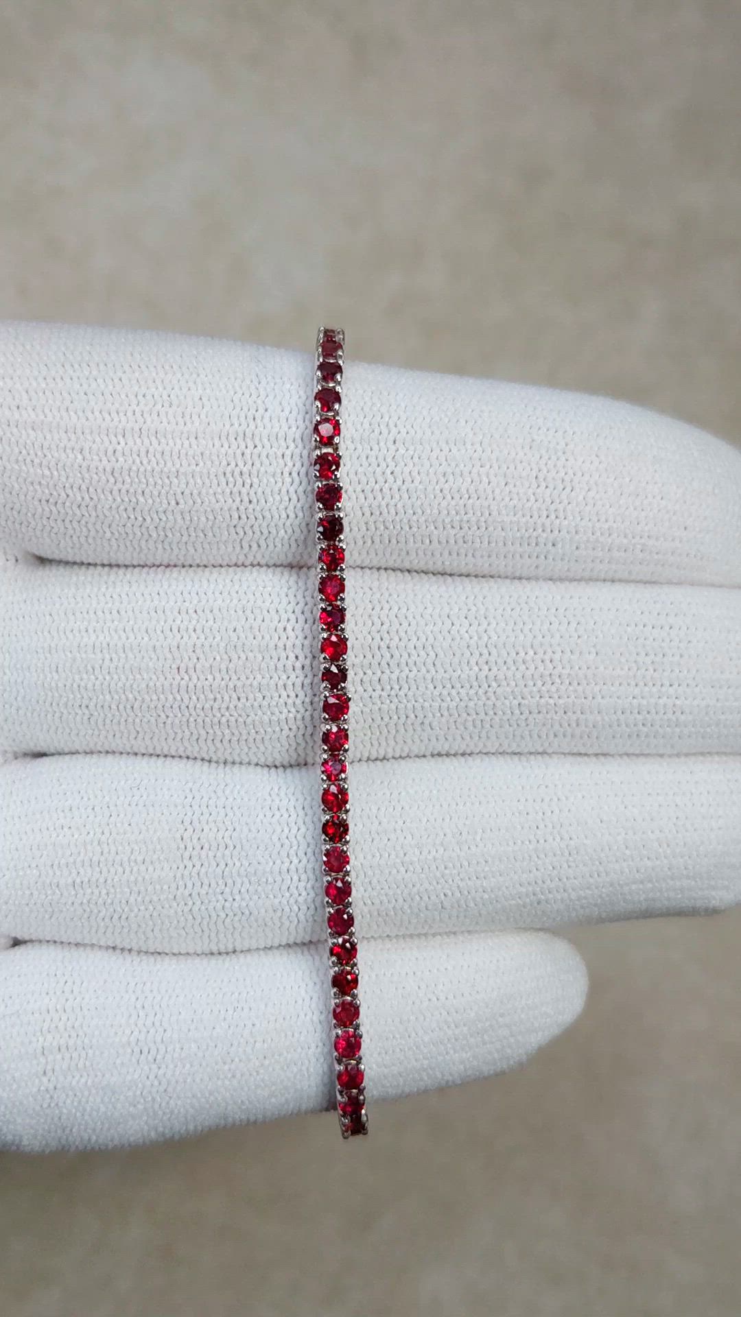4.01&nbsp;Ct.Tw.Total Carat Weight Ruby Tennis/Line Bracelet, 14K White Gold Size Video
