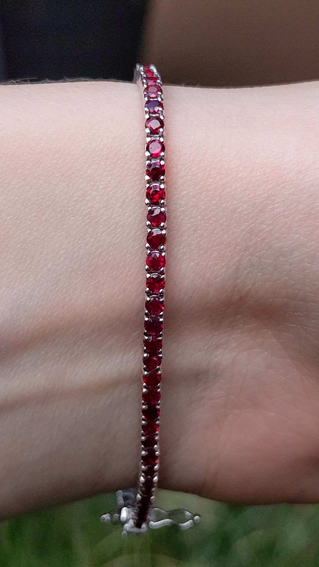 4.01&nbsp;Ct.Tw.Total Carat Weight Ruby Tennis/Line Bracelet, 14K White Gold Size Video