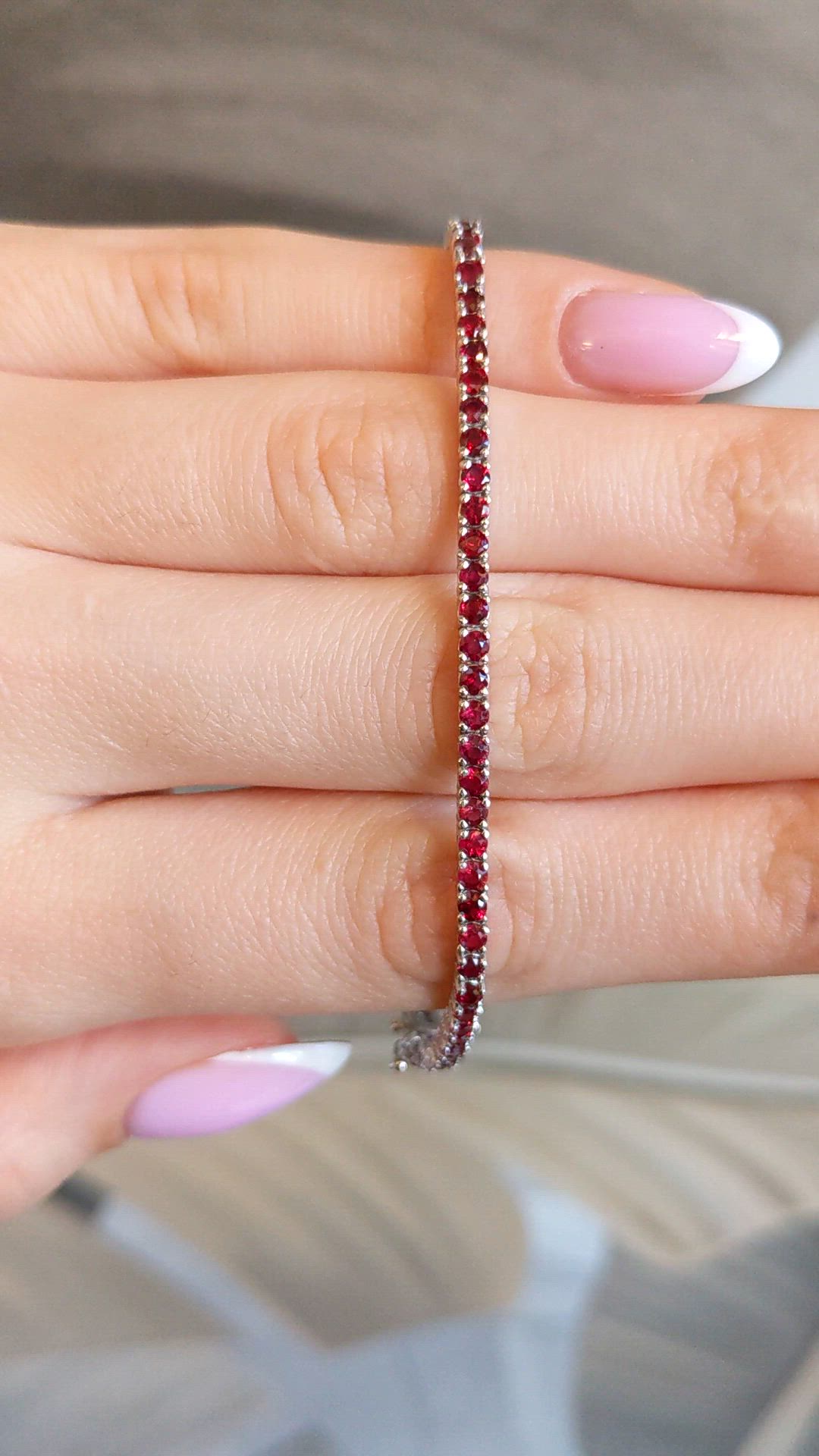 4.01&nbsp;Ct.Tw.Total Carat Weight Ruby Tennis/Line Bracelet, 14K White Gold Size Video