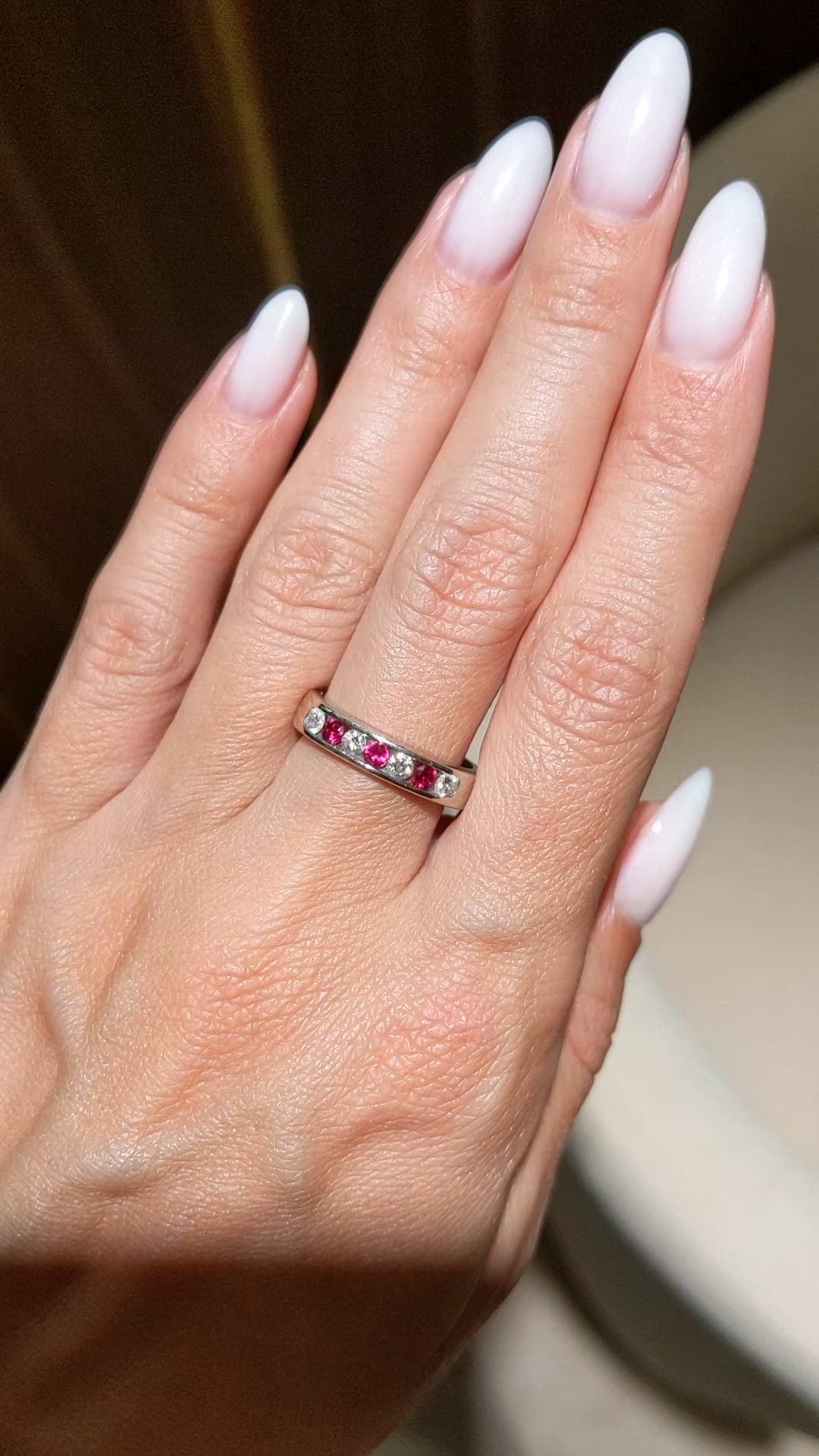0.15 Ct. Ruby and Natural Diamond Multi Stone Ring, Platinum 950 Size Video